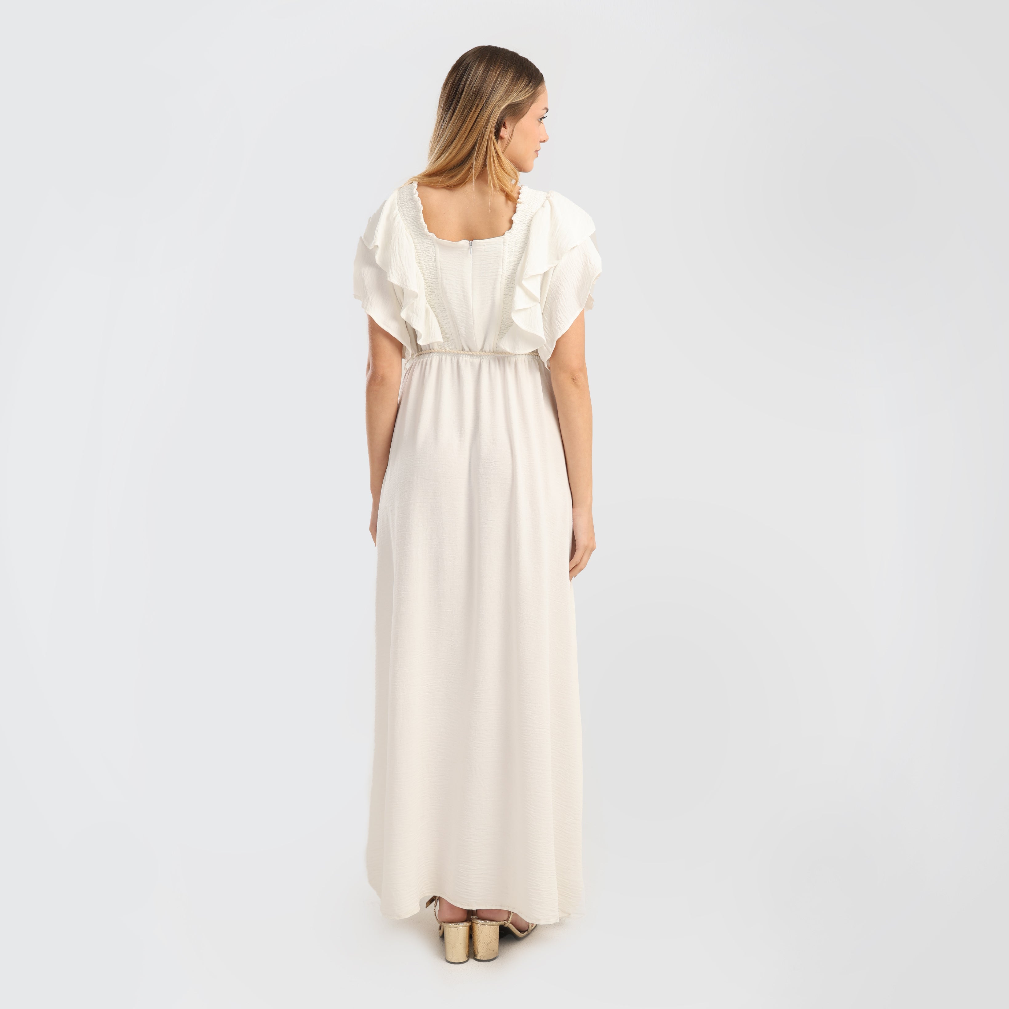 Bohemian Ruffled Maxi Dress with Tassel Belt - Marca Deals - Flavie