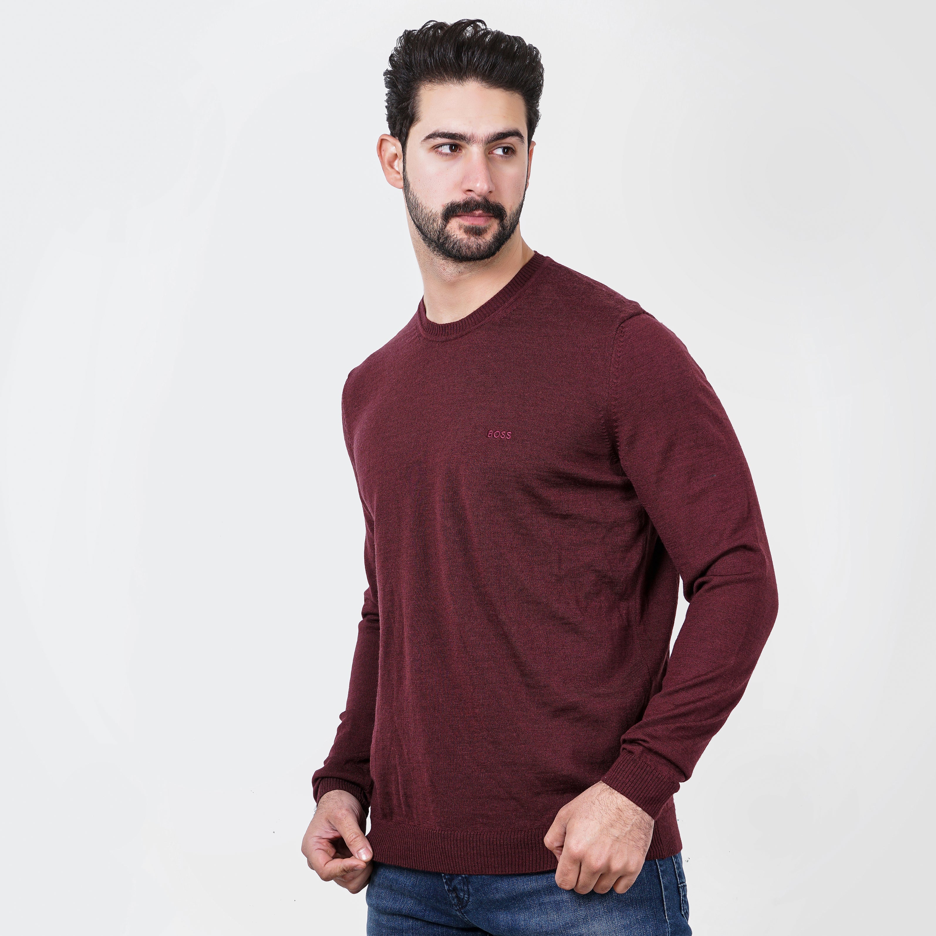 BOSS COTTON - BLEND REGULAR - FIT SWEATER WITH LOGO PRINT - Marca Deals - Boss