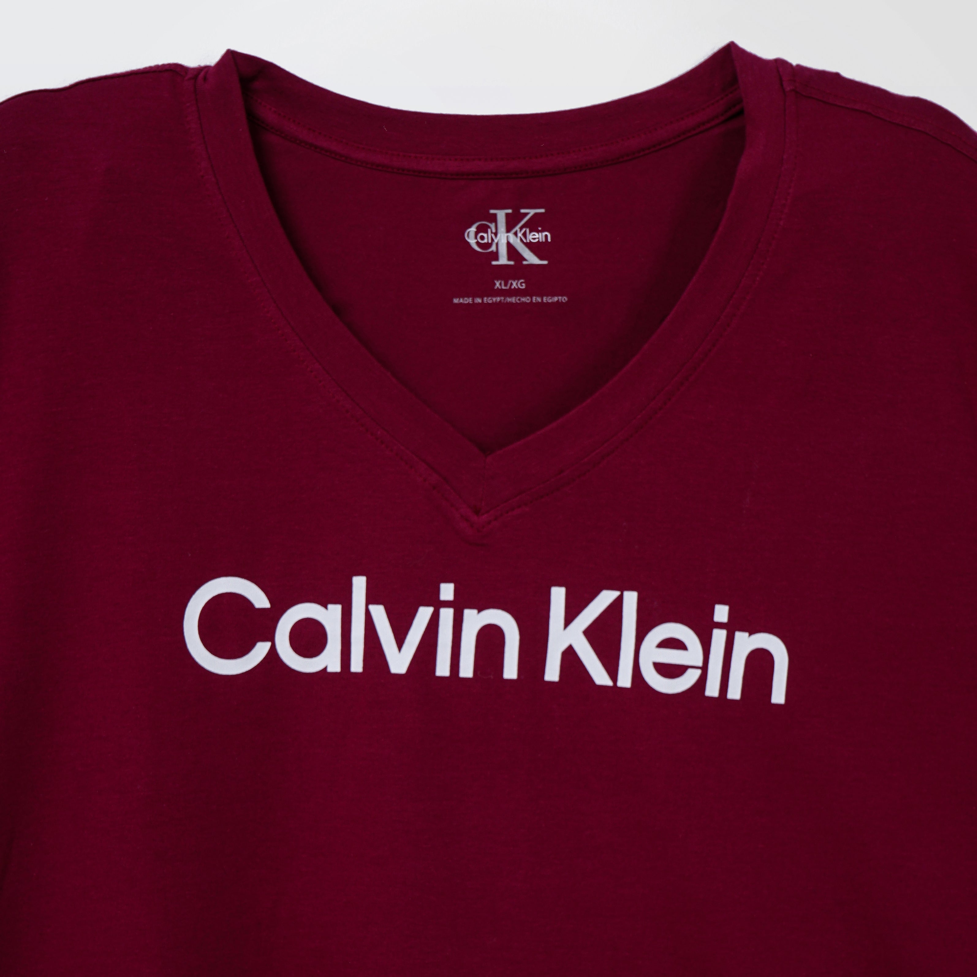 Calvin Klein V Neck Dark Red T-Shirt - Marca Deals - Calvin Klein