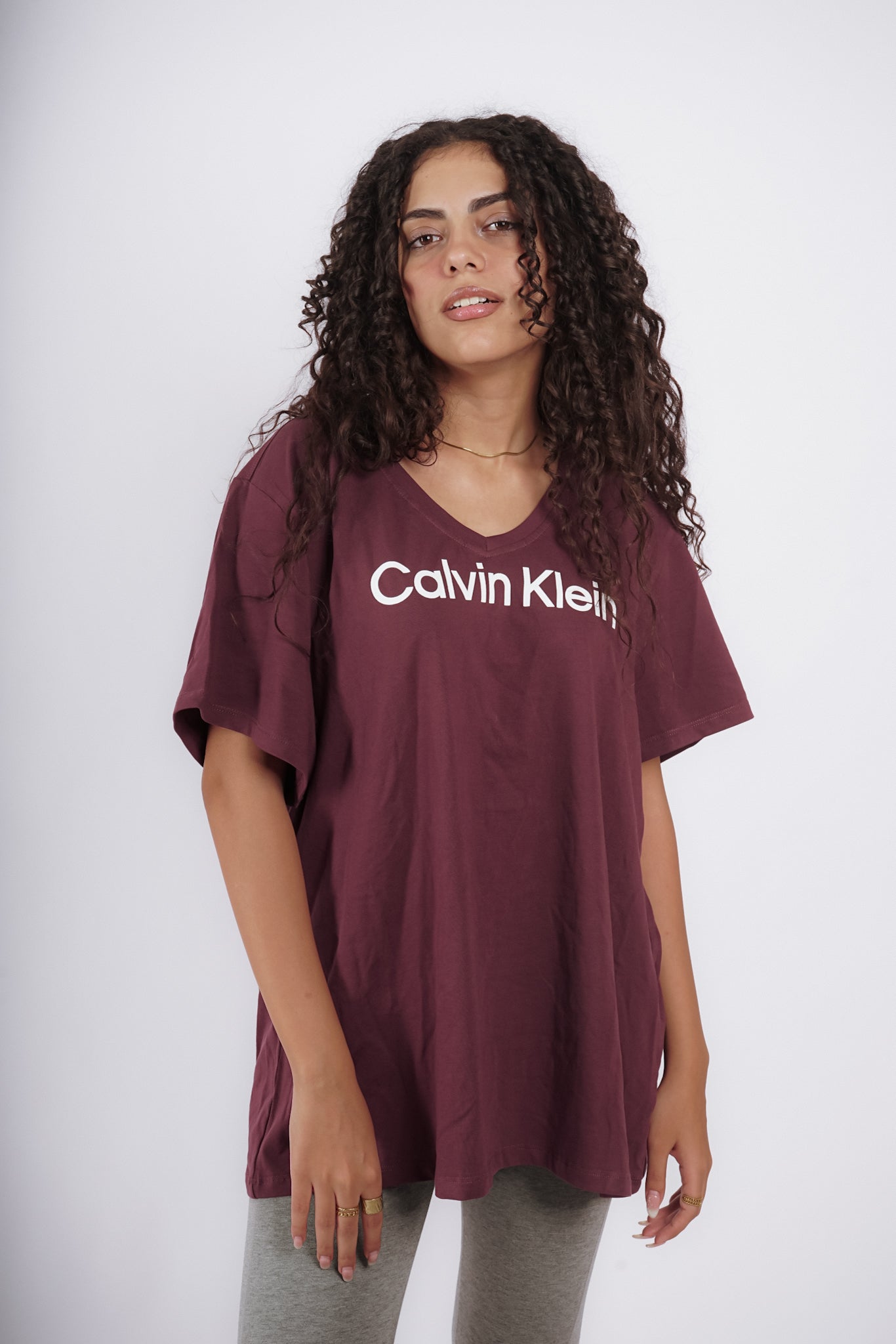 Calvin Klein V Neck Maroon T-Shirt (Regular Fit) - Marca Deals - Calvin Klein