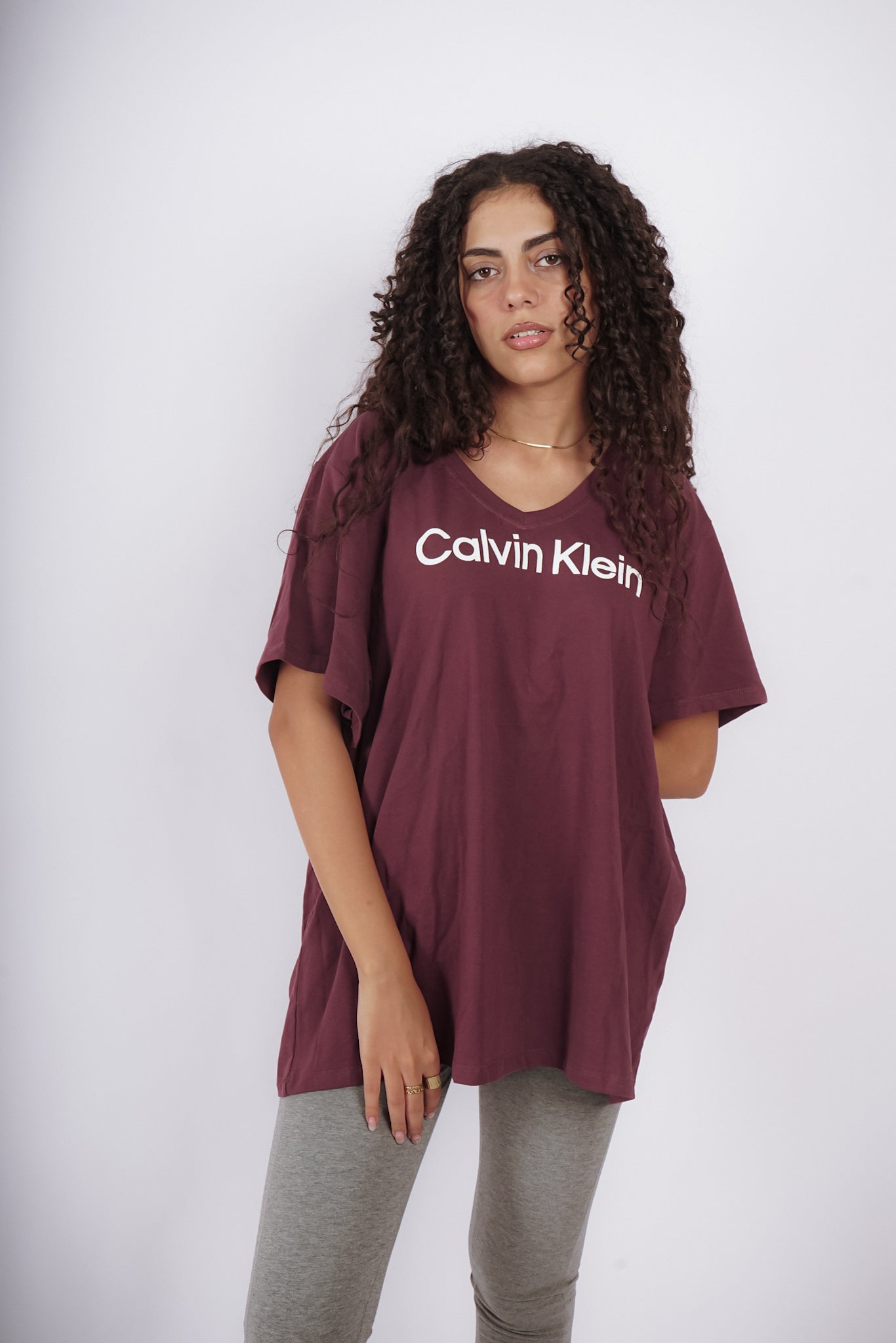 Calvin Klein V Neck Maroon T-Shirt (Regular Fit) - Marca Deals - Calvin Klein