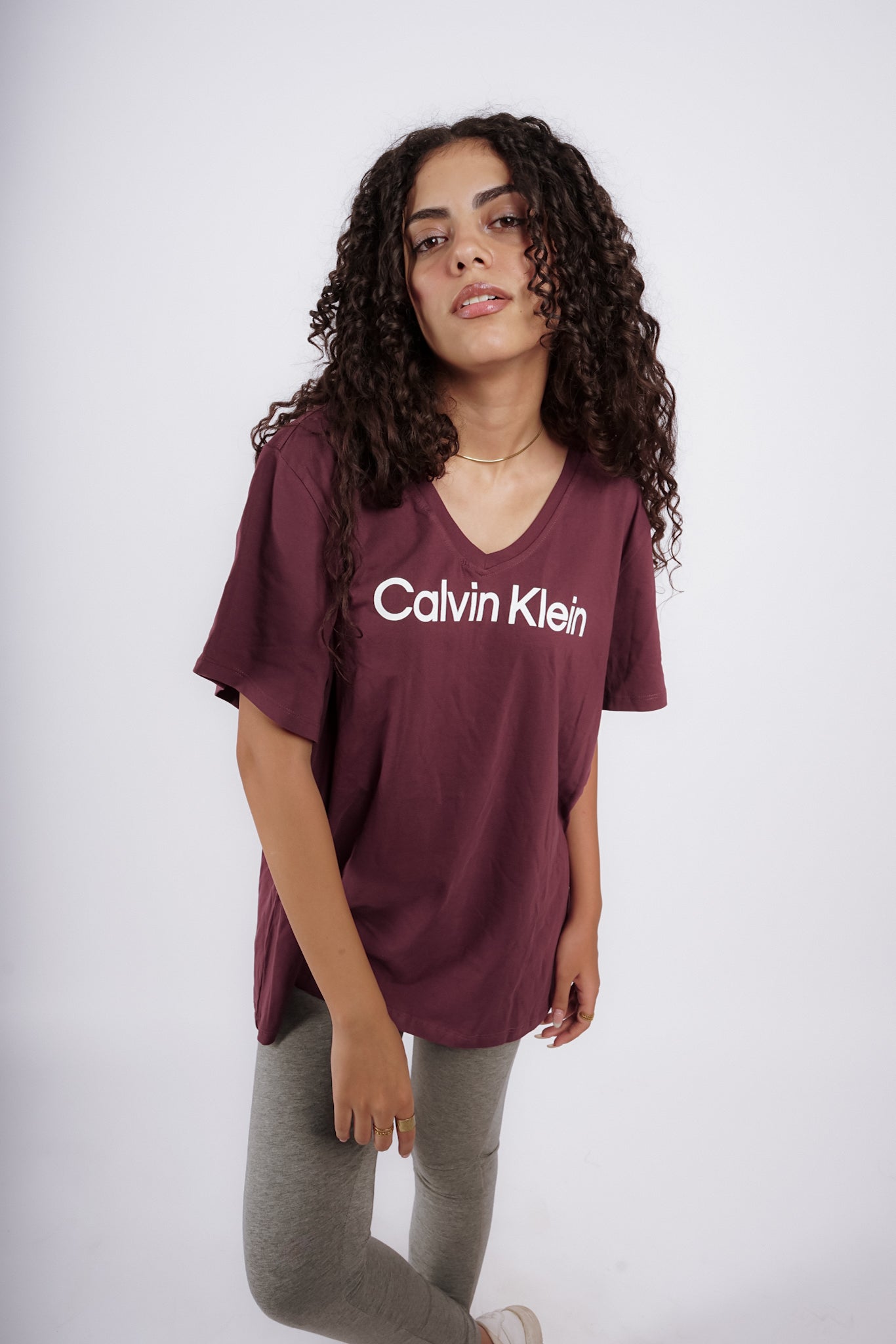 Calvin Klein V Neck Maroon T-Shirt (Regular Fit) - Marca Deals - Calvin Klein