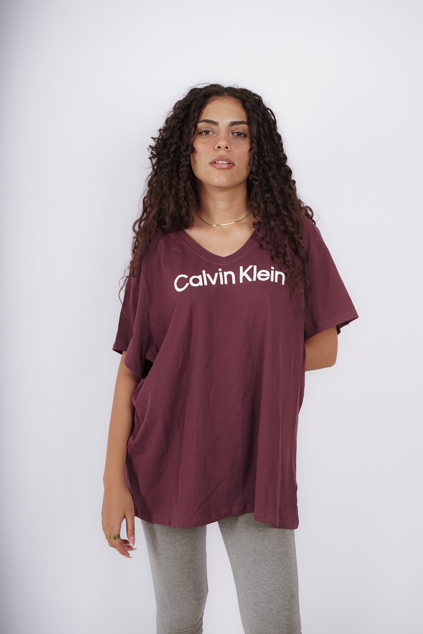 Calvin Klein V Neck Maroon T-Shirt (Regular Fit) - Marca Deals - Calvin Klein