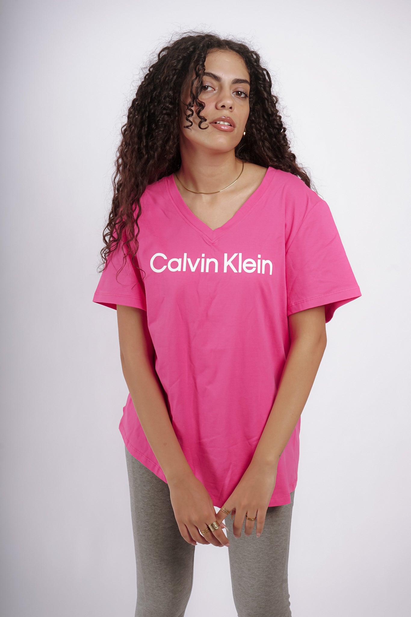 Calvin Klein V Neck Pink T-Shirt (Regular Fit) - Marca Deals - Calvin Klein