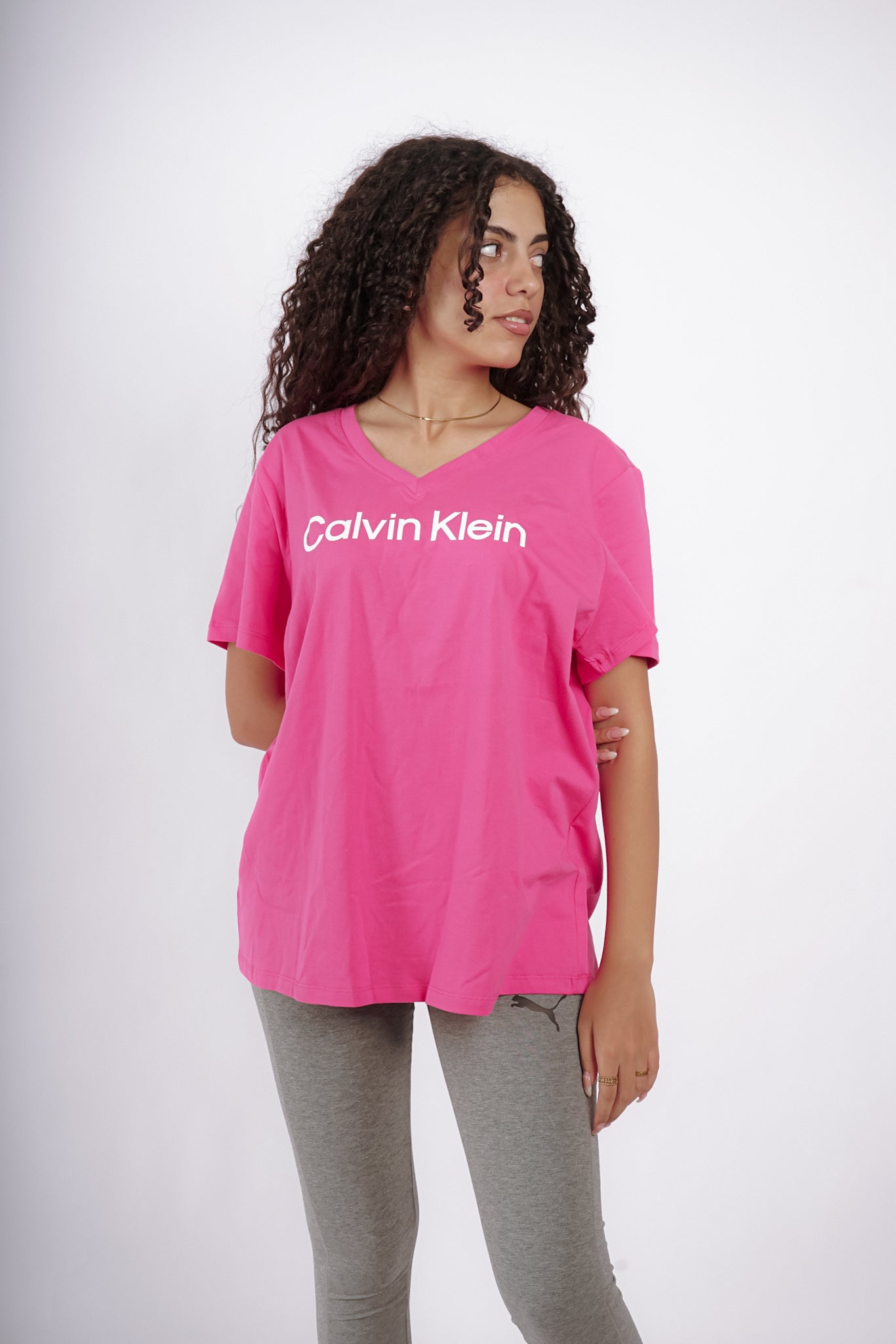 Calvin Klein V Neck Pink T-Shirt (Regular Fit) - Marca Deals - Calvin Klein