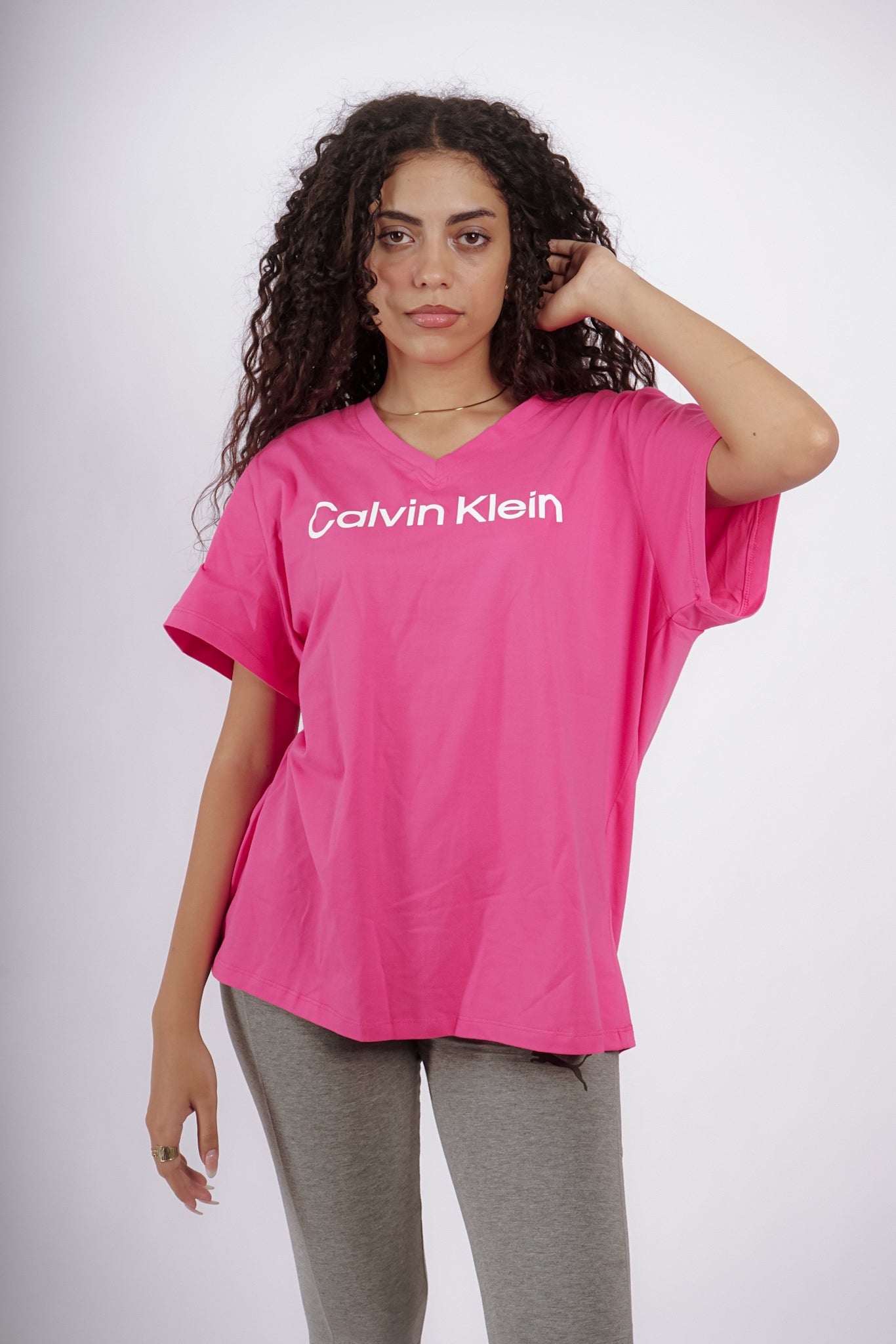 Calvin Klein V Neck Pink T-Shirt (Regular Fit) - Marca Deals - Calvin Klein