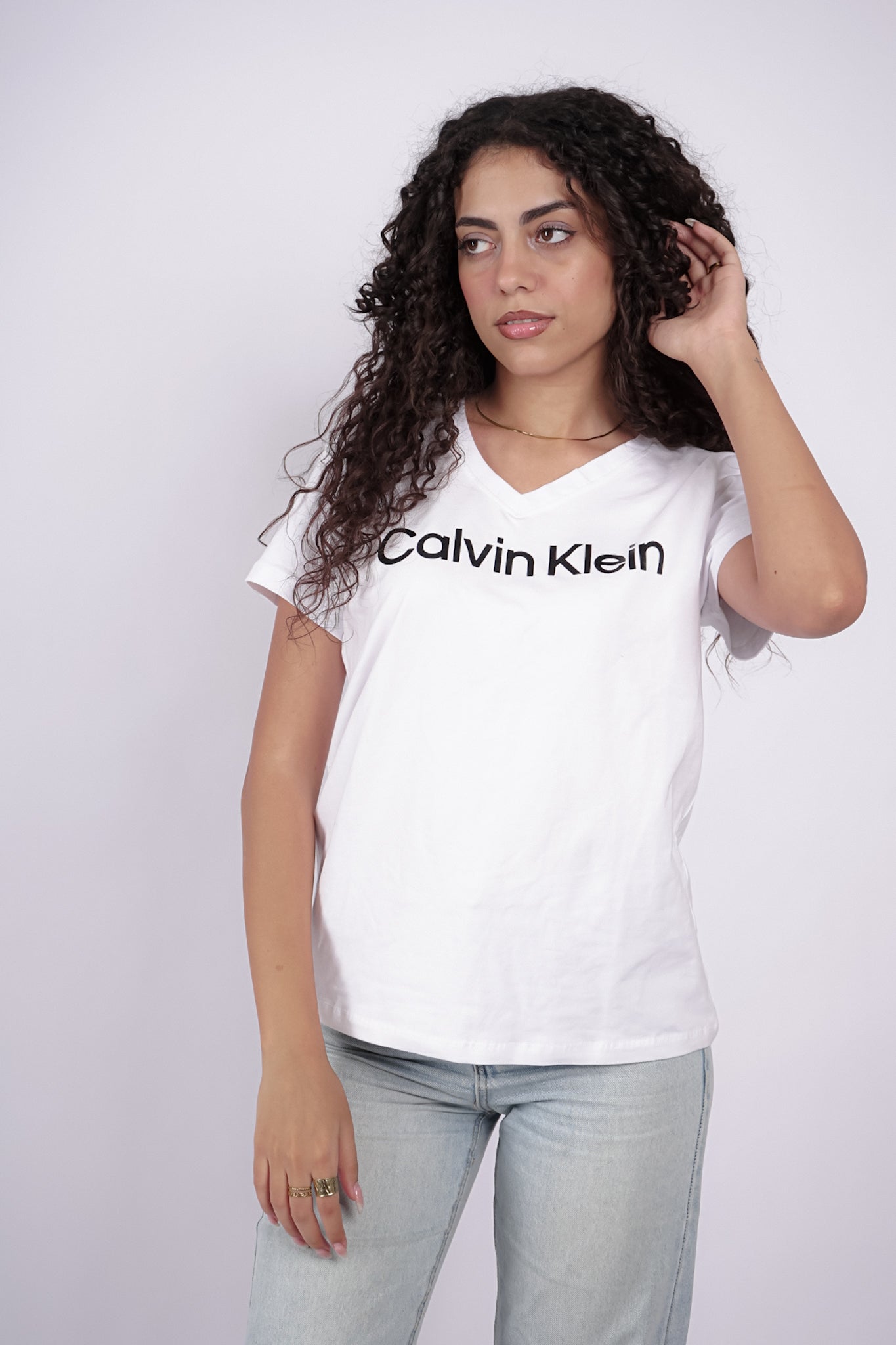 Calvin Klein V Neck White T-Shirt (Regular Fit) - Marca Deals - Calvin Klein