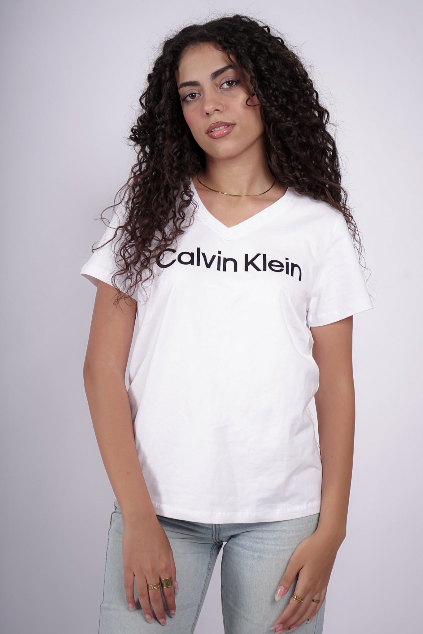 Calvin Klein V Neck White T-Shirt (Regular Fit) - Marca Deals - Calvin Klein