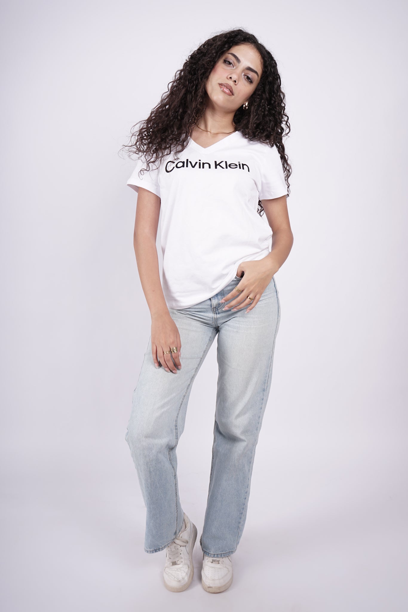 Calvin Klein V Neck White T-Shirt (Regular Fit) - Marca Deals - Calvin Klein