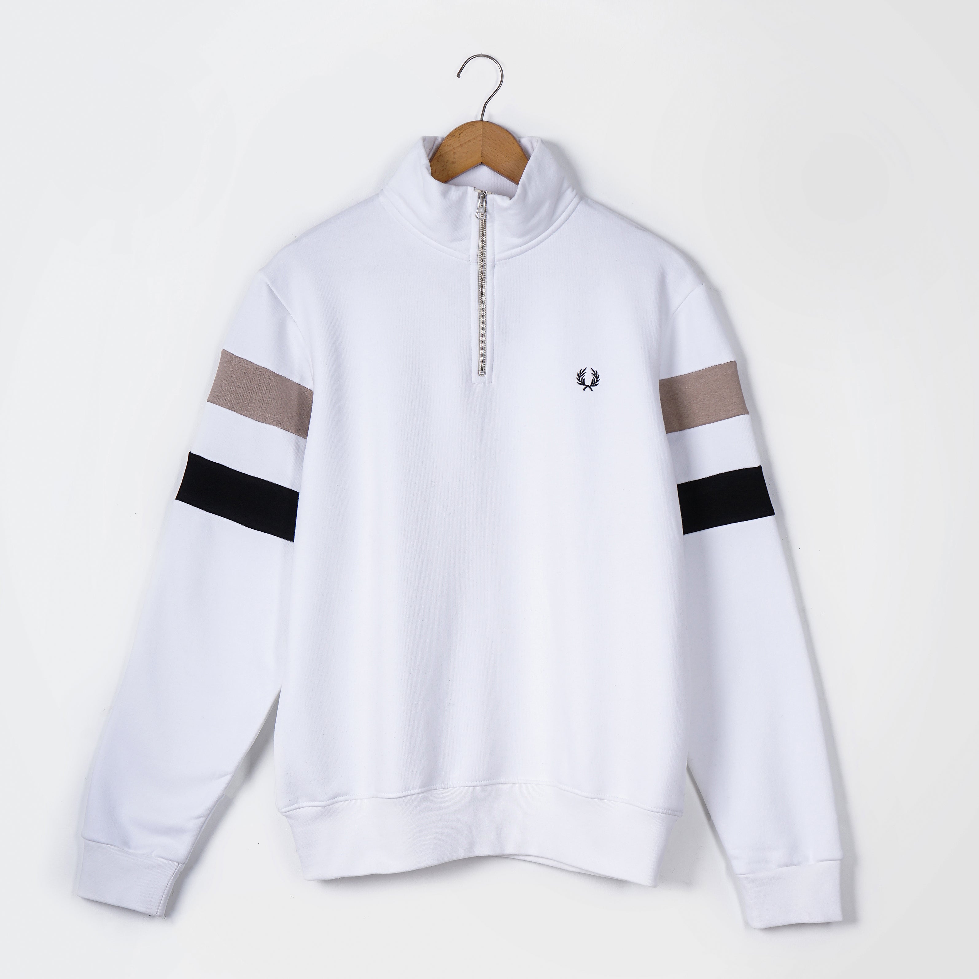 Fred Perry Tipped Half Zip White Jumper - Marca Deals - Fred Perry