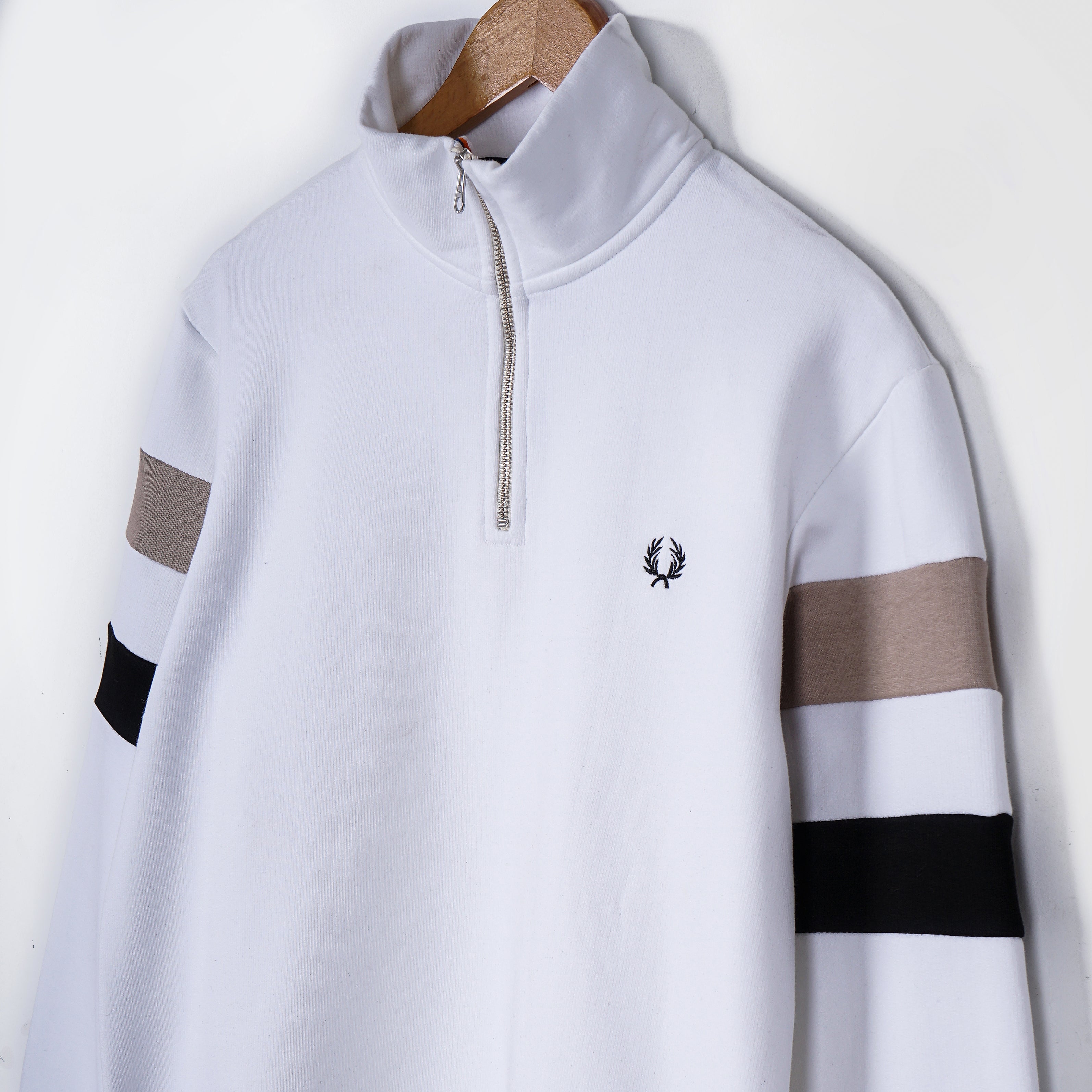 Fred Perry Tipped Half Zip White Jumper - Marca Deals - Fred Perry