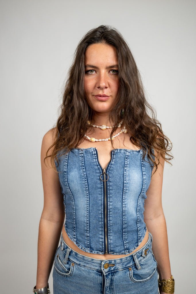 Ibiza Denim Corset Top - Marca Deals - Design Kaf