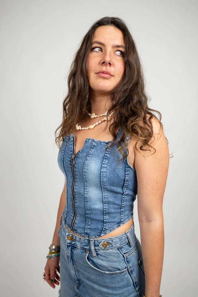 Ibiza Denim Corset Top - Marca Deals - Design Kaf