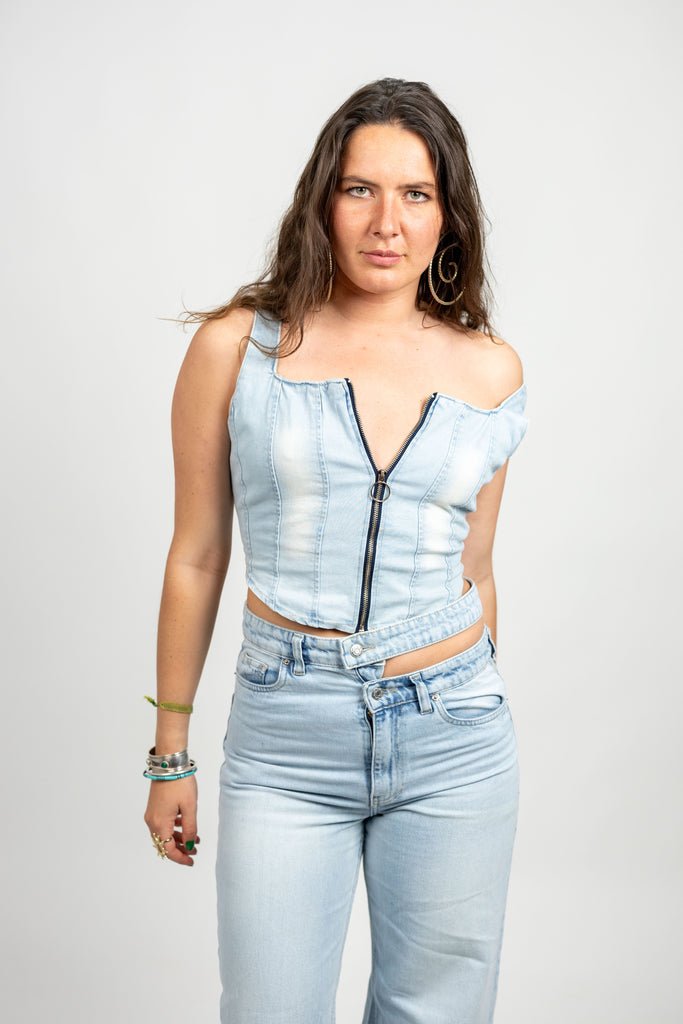 Ibiza Denim Corset Top - Marca Deals - Design Kaf