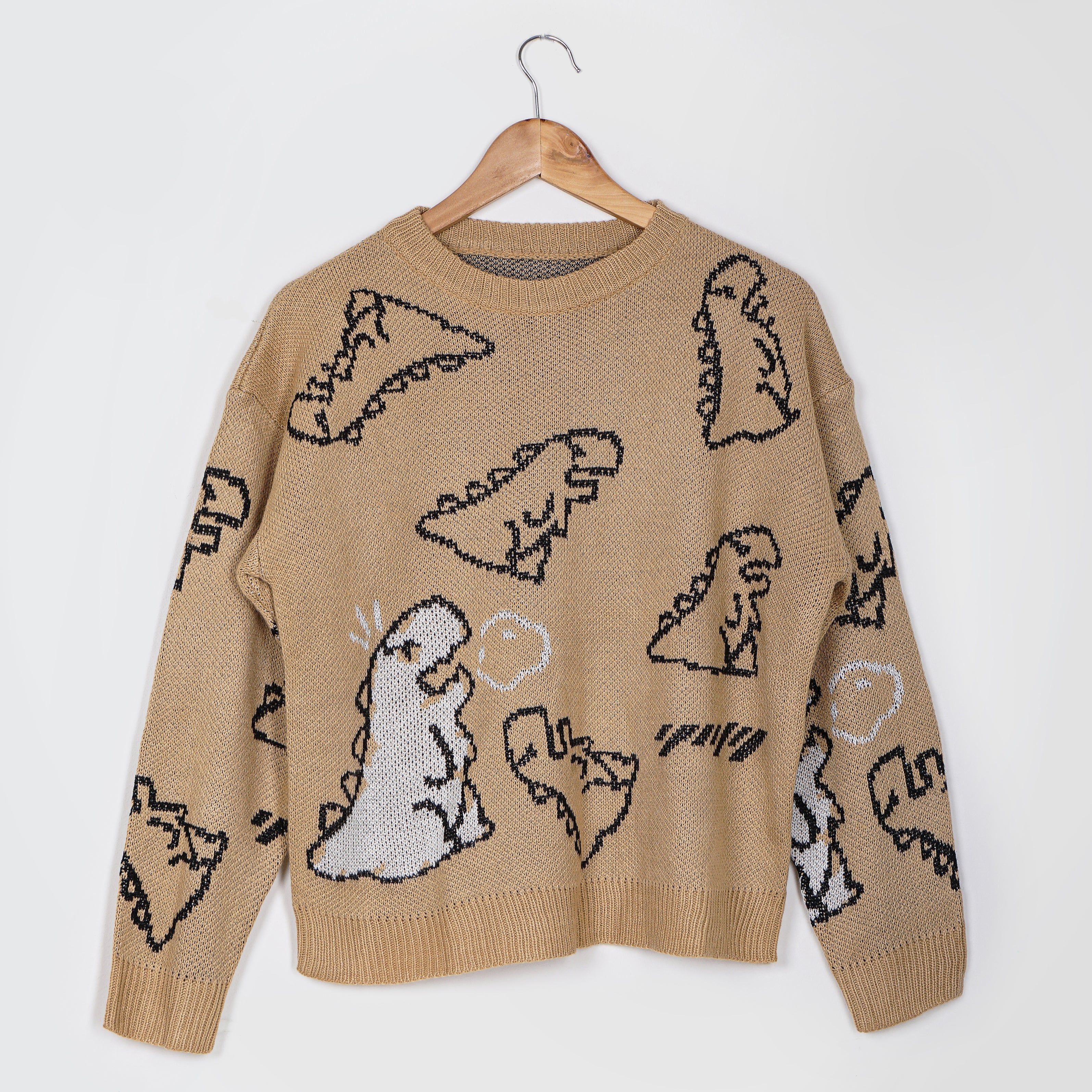 Long-Sleeved Knitted Sweater Graphic Print - Marca Deals - Shein