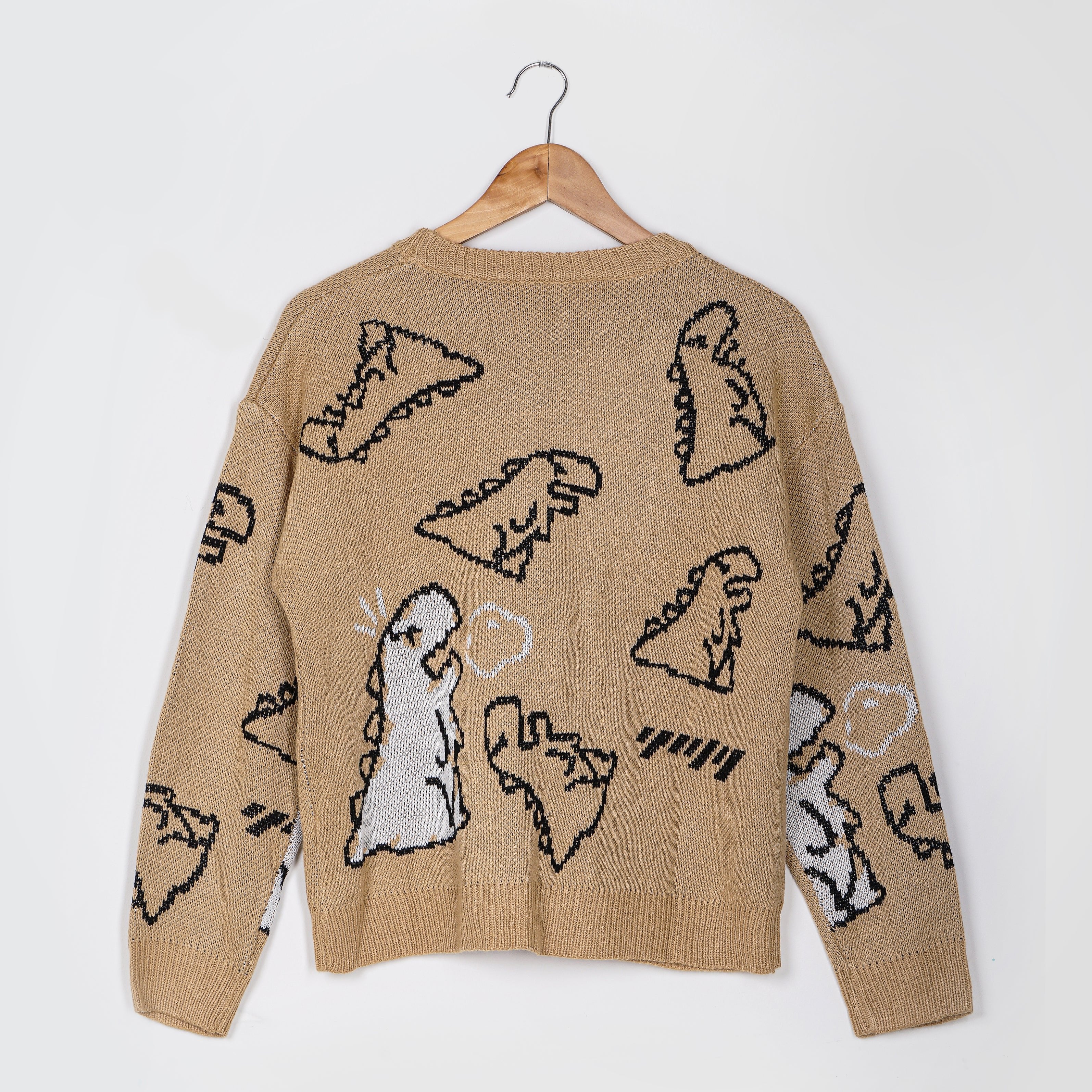 Long-Sleeved Knitted Sweater Graphic Print - Marca Deals - Shein