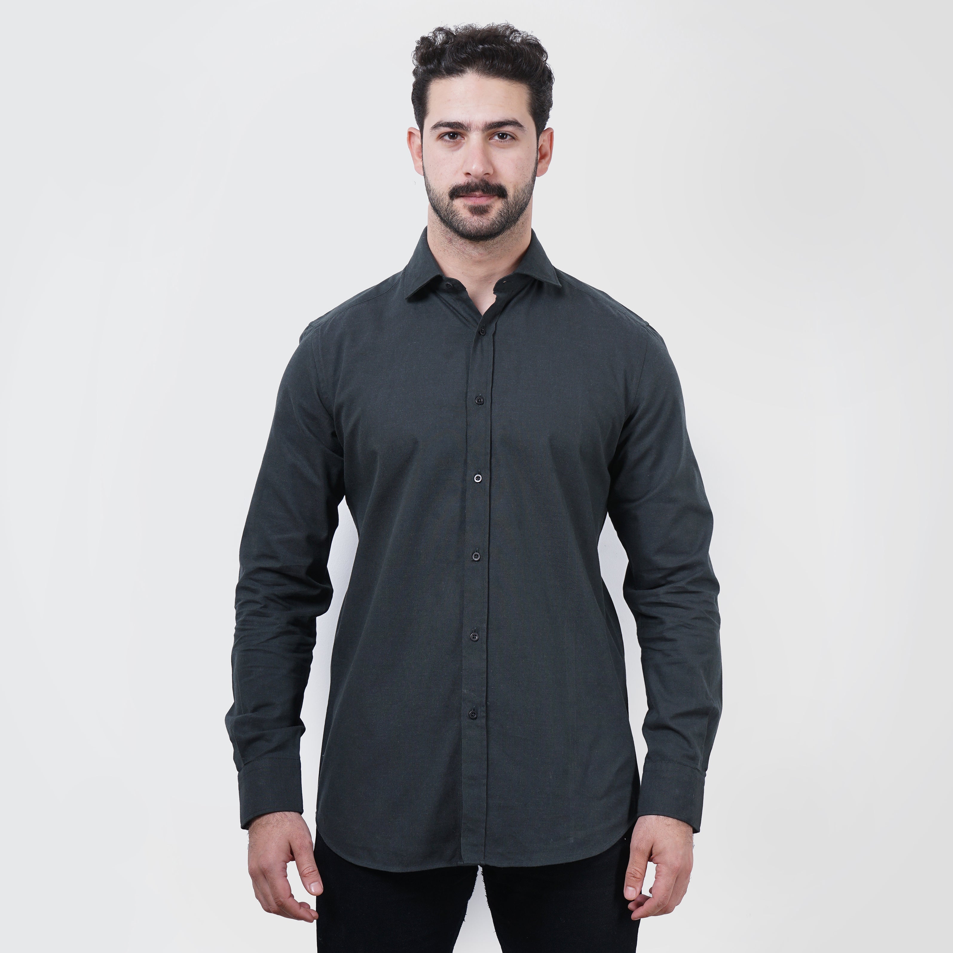 Massimo Dutti Slim Fit Long Sleeves Dark Green Shirt - Marca Deals - Massimo Dutti