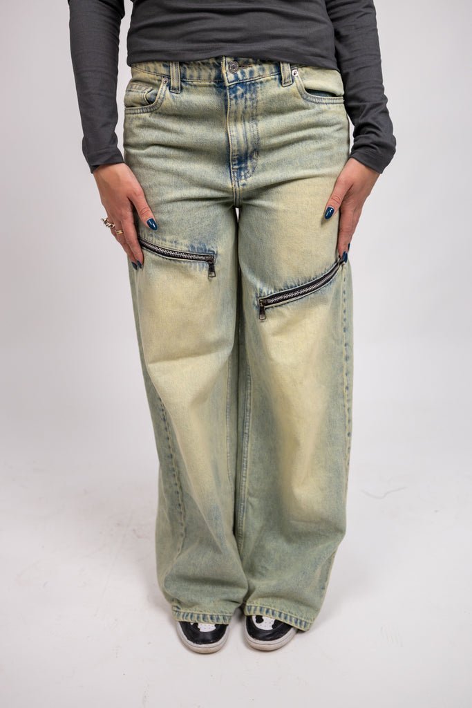 Milan Denim - Wide Leg Green Washed Jeans - Marca Deals - Design Kaf