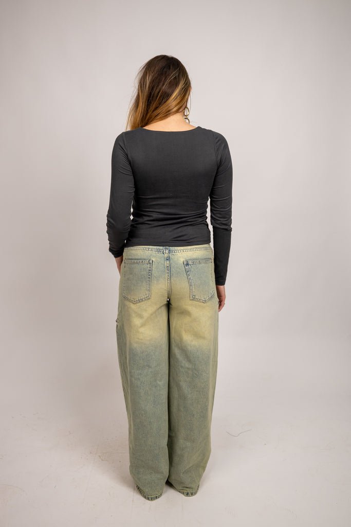 Milan Denim - Wide Leg Green Washed Jeans - Marca Deals - Design Kaf