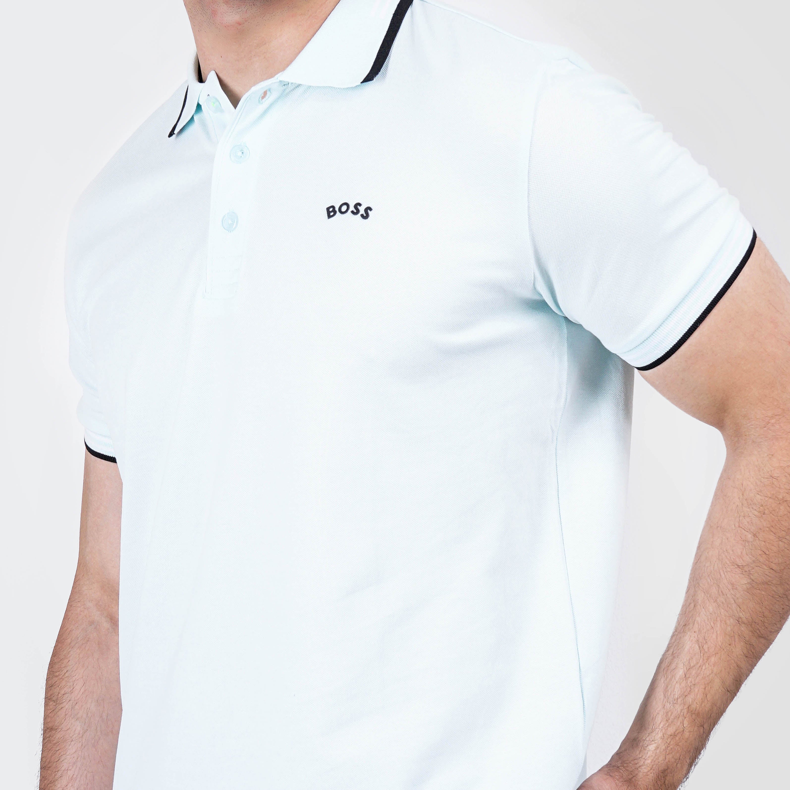 MINT STRETCH-COTTON REGULAR-FIT POLO SHIRT WITH BOSS LOGO - Marca Deals - Boss