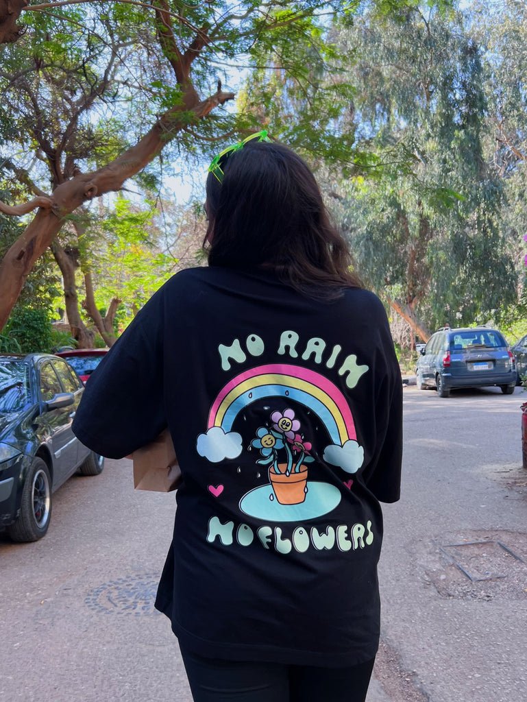 No Rain No Flowers Oversized T - shirt - Marca Deals - Design Kaf