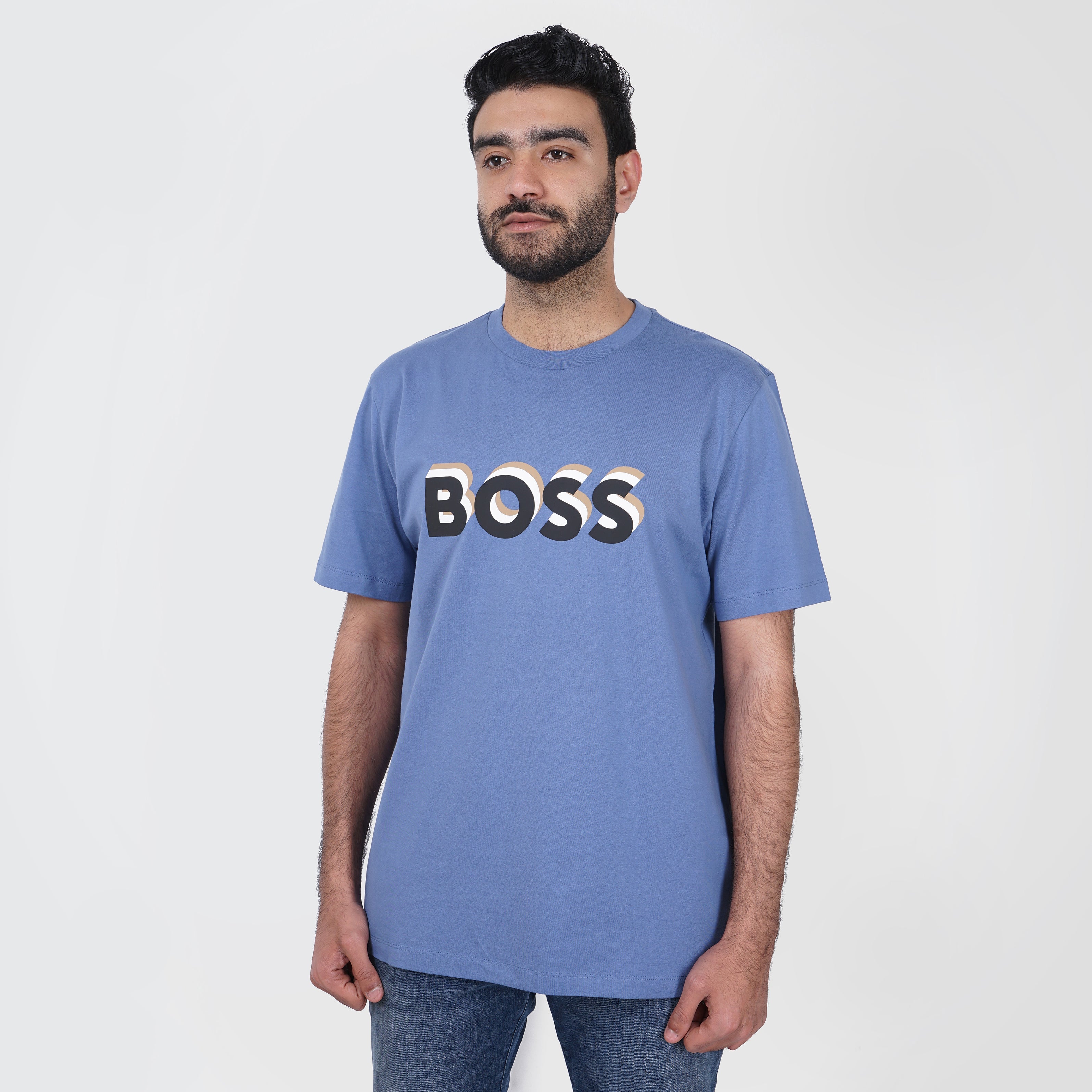 Original Blue HUGO BOSS T-shirt with 3D Logo - Marca Deals - Boss