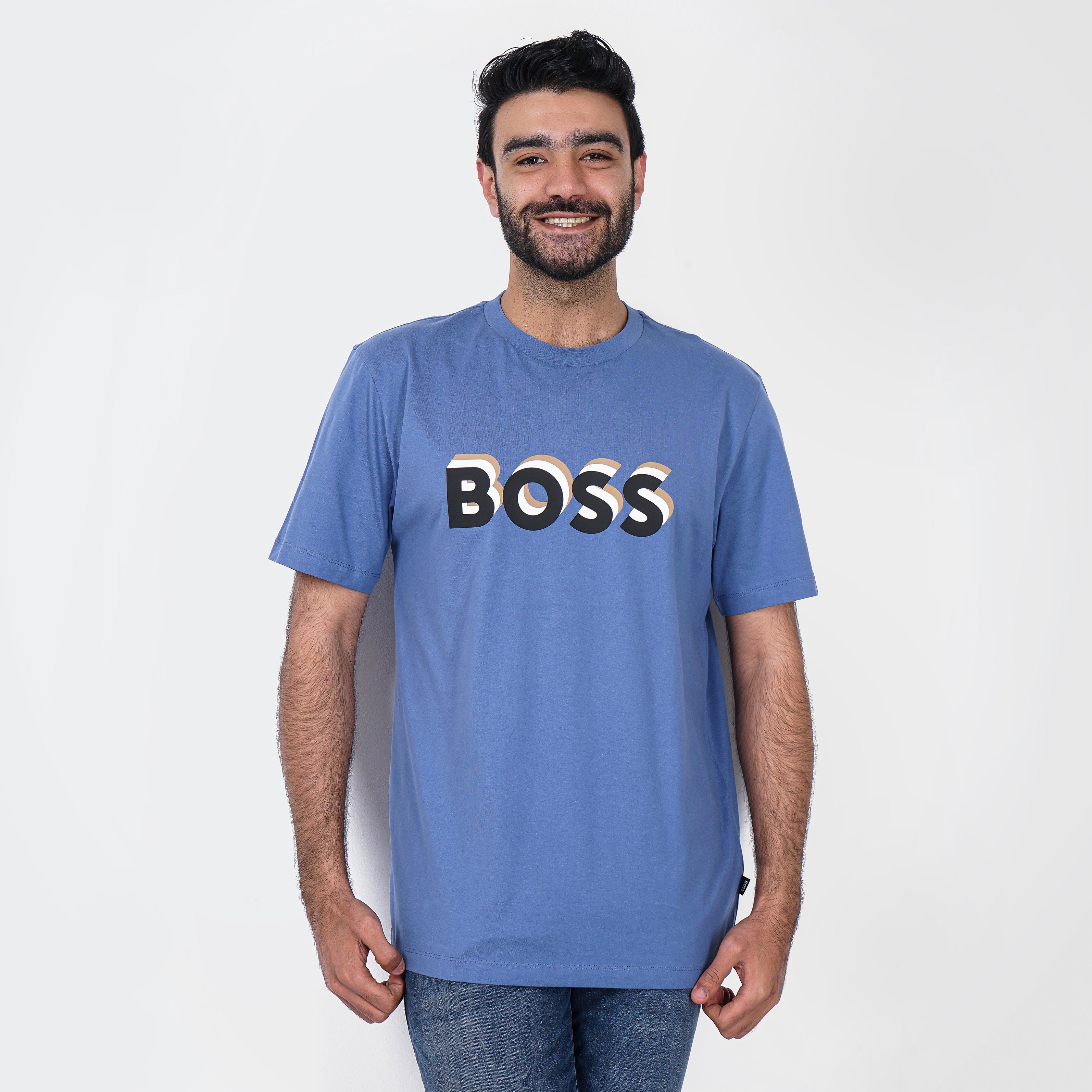 Original Blue HUGO BOSS T-shirt with 3D Logo - Marca Deals - Boss