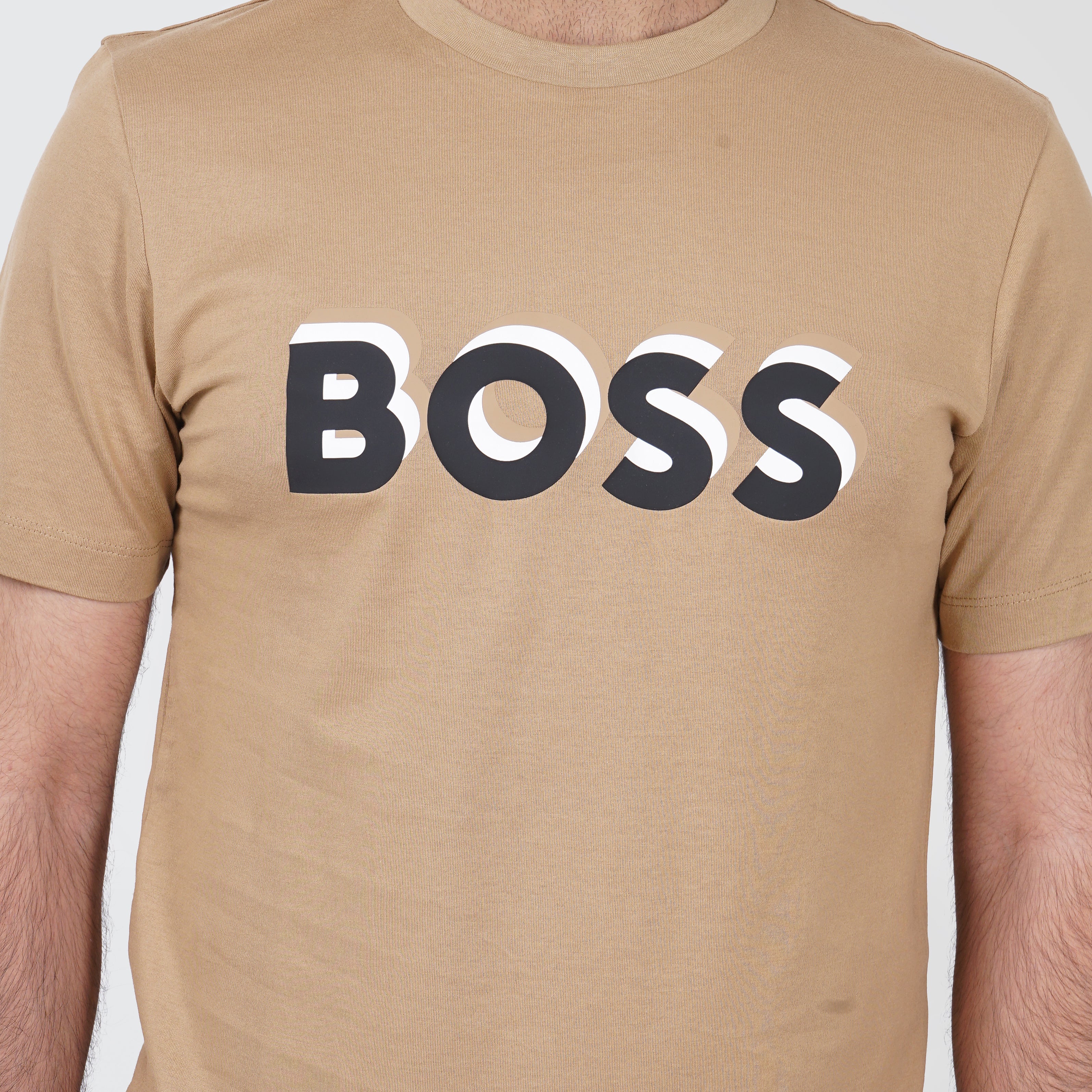 Original Brown HUGO BOSS T-shirt with 3D Logo - Marca Deals - Boss