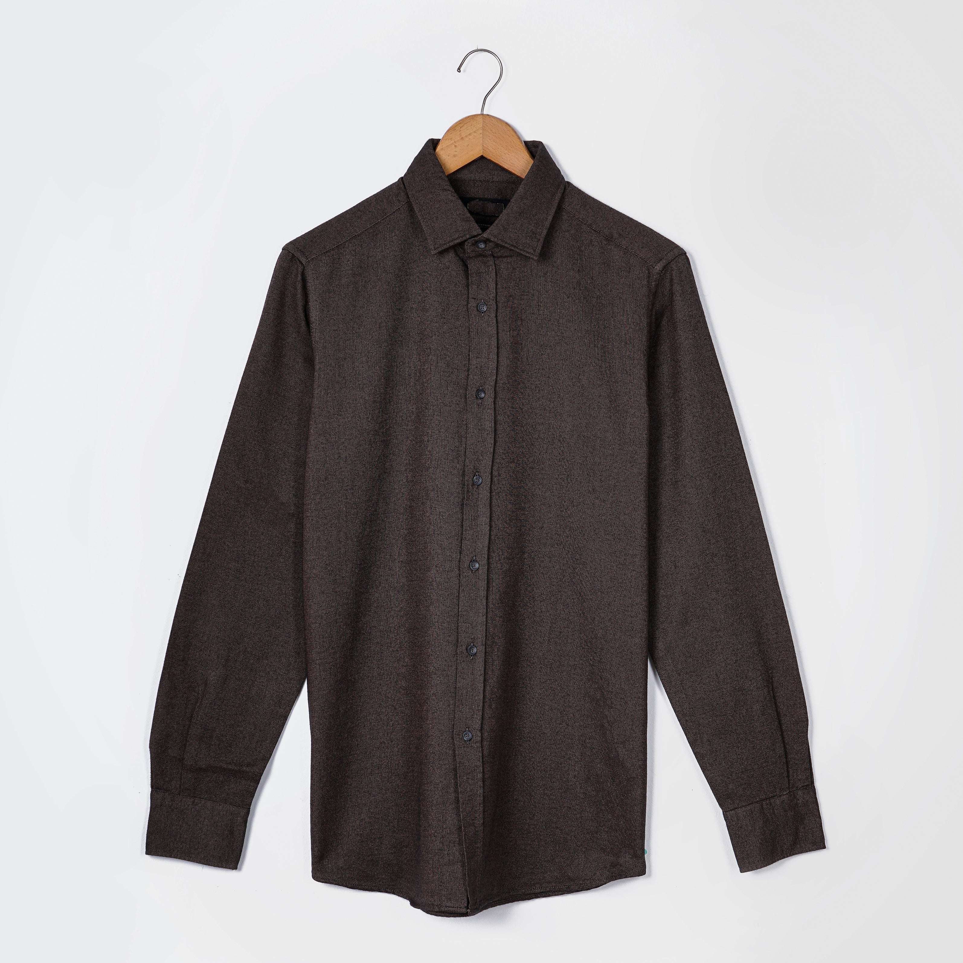 Original Massimo Dutti Brown Slim Fit Long Sleeve Shirt - Marca Deals - Massimo Dutti