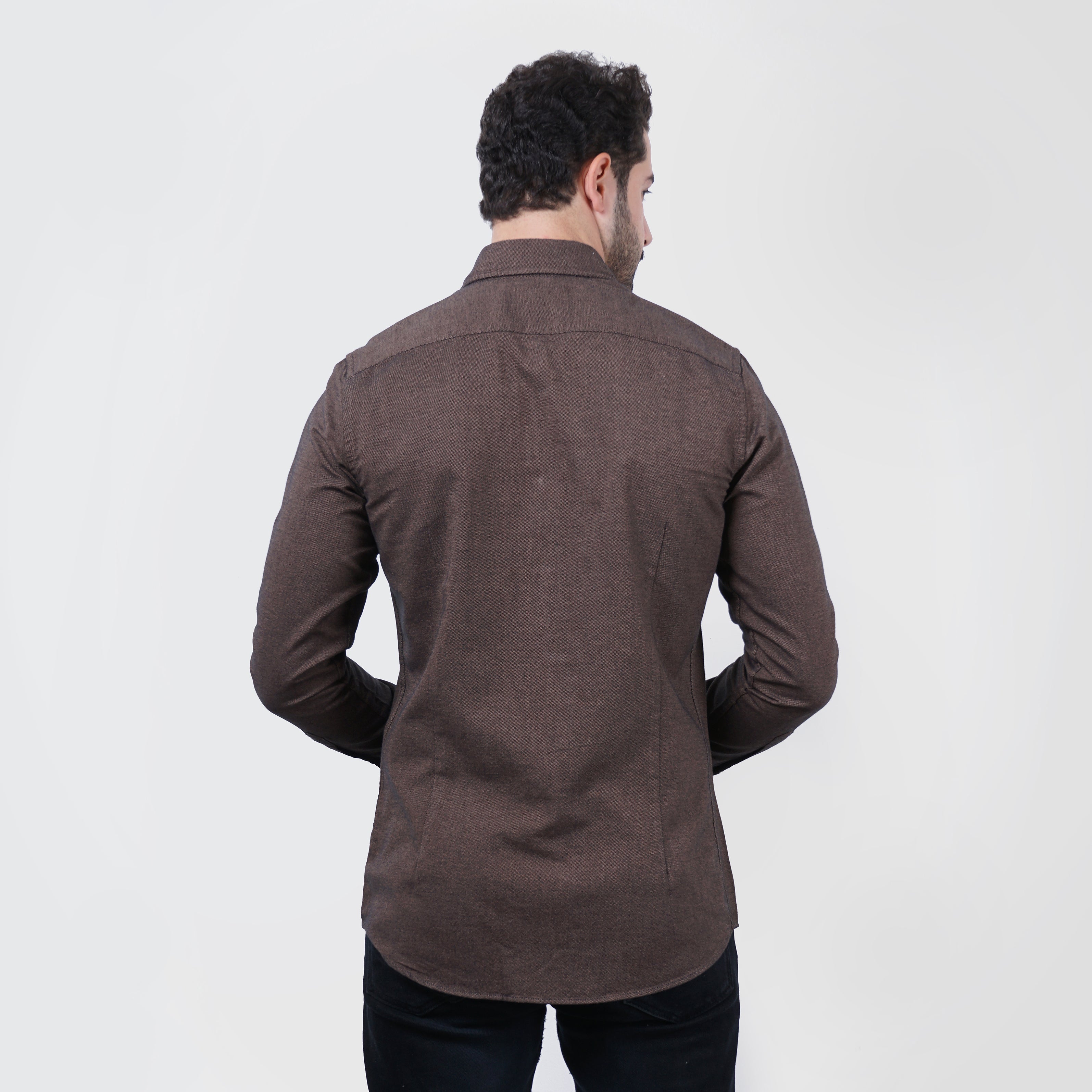 Original Massimo Dutti Brown Slim Fit Long Sleeve Shirt - Marca Deals - Massimo Dutti