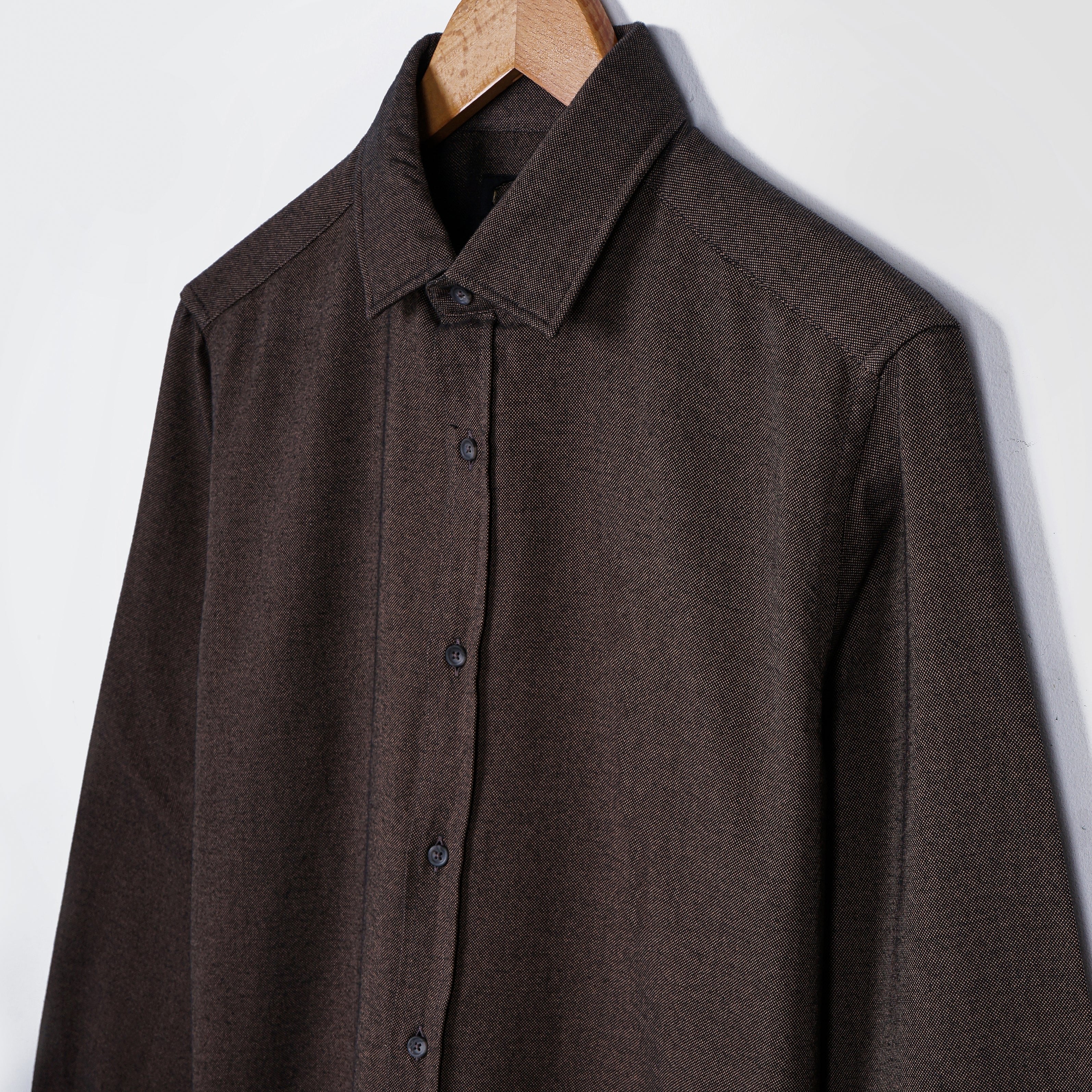 Original Massimo Dutti Brown Slim Fit Long Sleeve Shirt - Marca Deals - Massimo Dutti