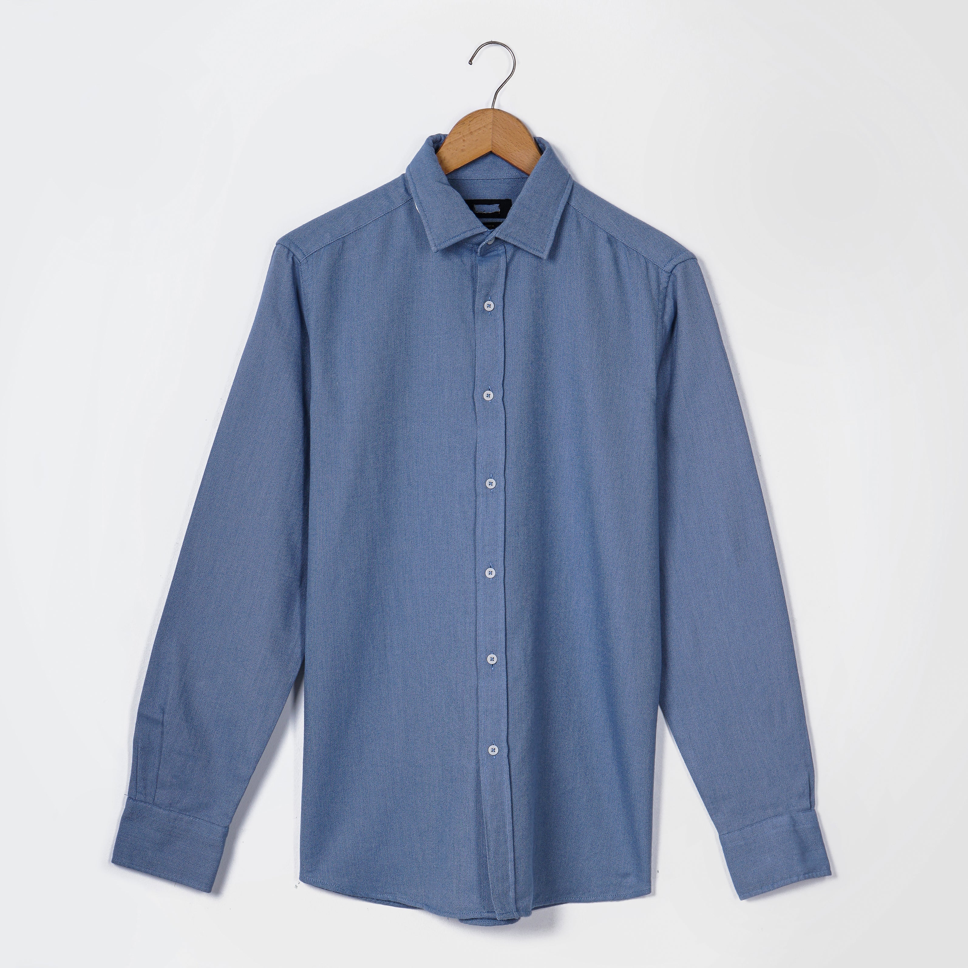 Original Massimo Dutti Denim Blue Slim Fit Long Sleeve Shirt - Marca Deals - Massimo Dutti