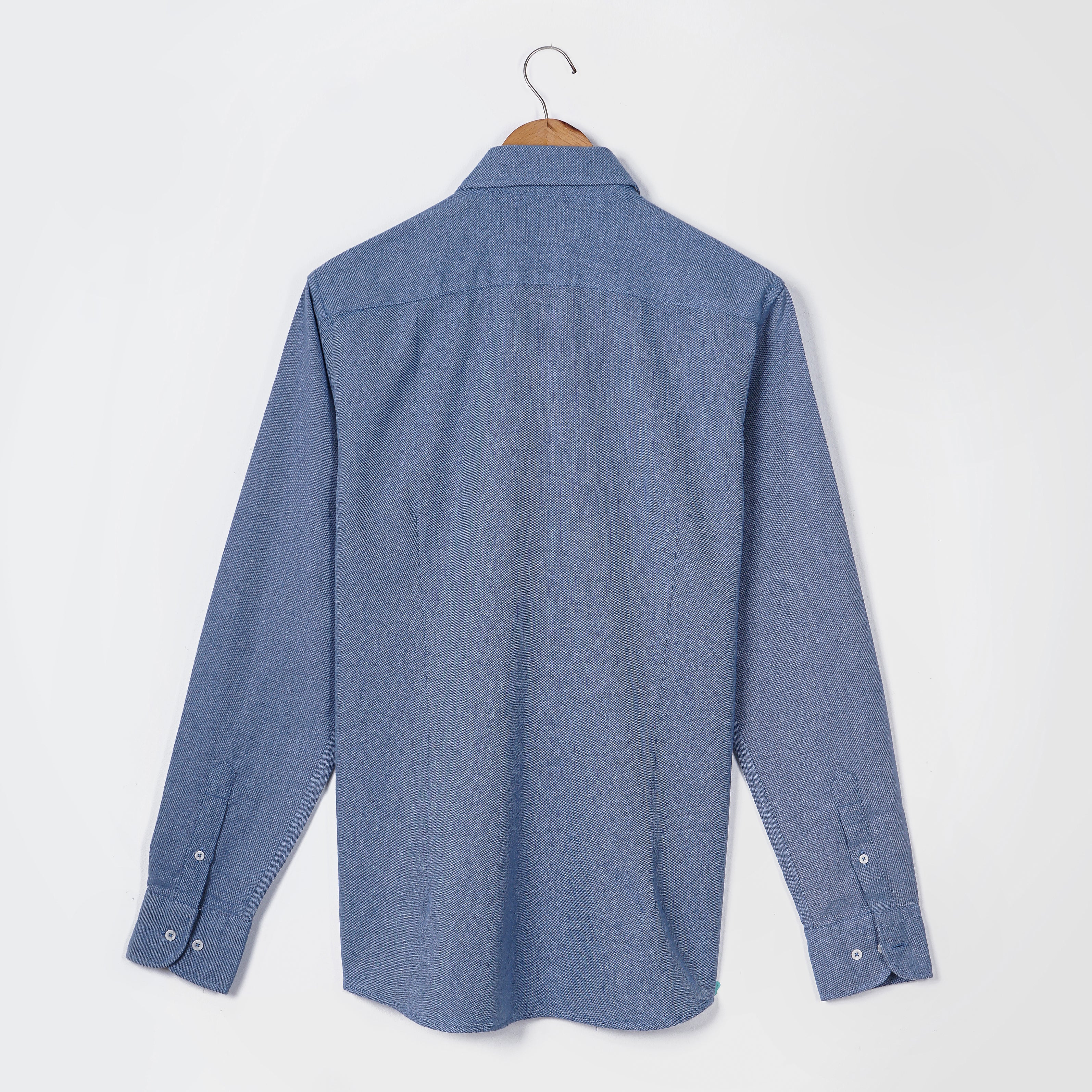 Original Massimo Dutti Denim Blue Slim Fit Long Sleeve Shirt - Marca Deals - Massimo Dutti