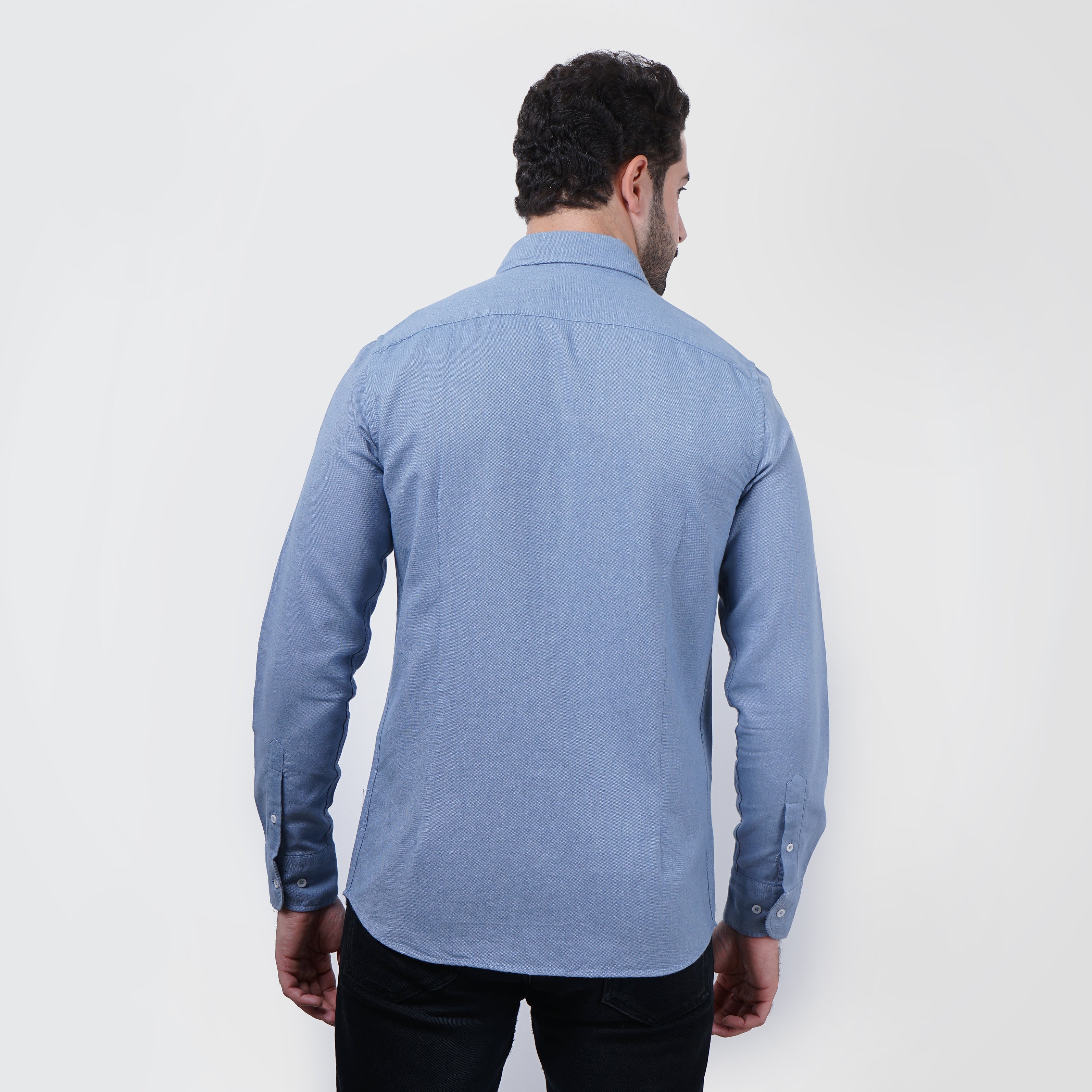 Original Massimo Dutti Denim Blue Slim Fit Long Sleeve Shirt - Marca Deals - Massimo Dutti