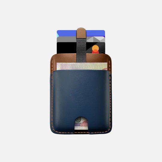 Pull-up Cardholder - Natural Genuine Leather - Havan/Navy - Marca Deals - Hitch