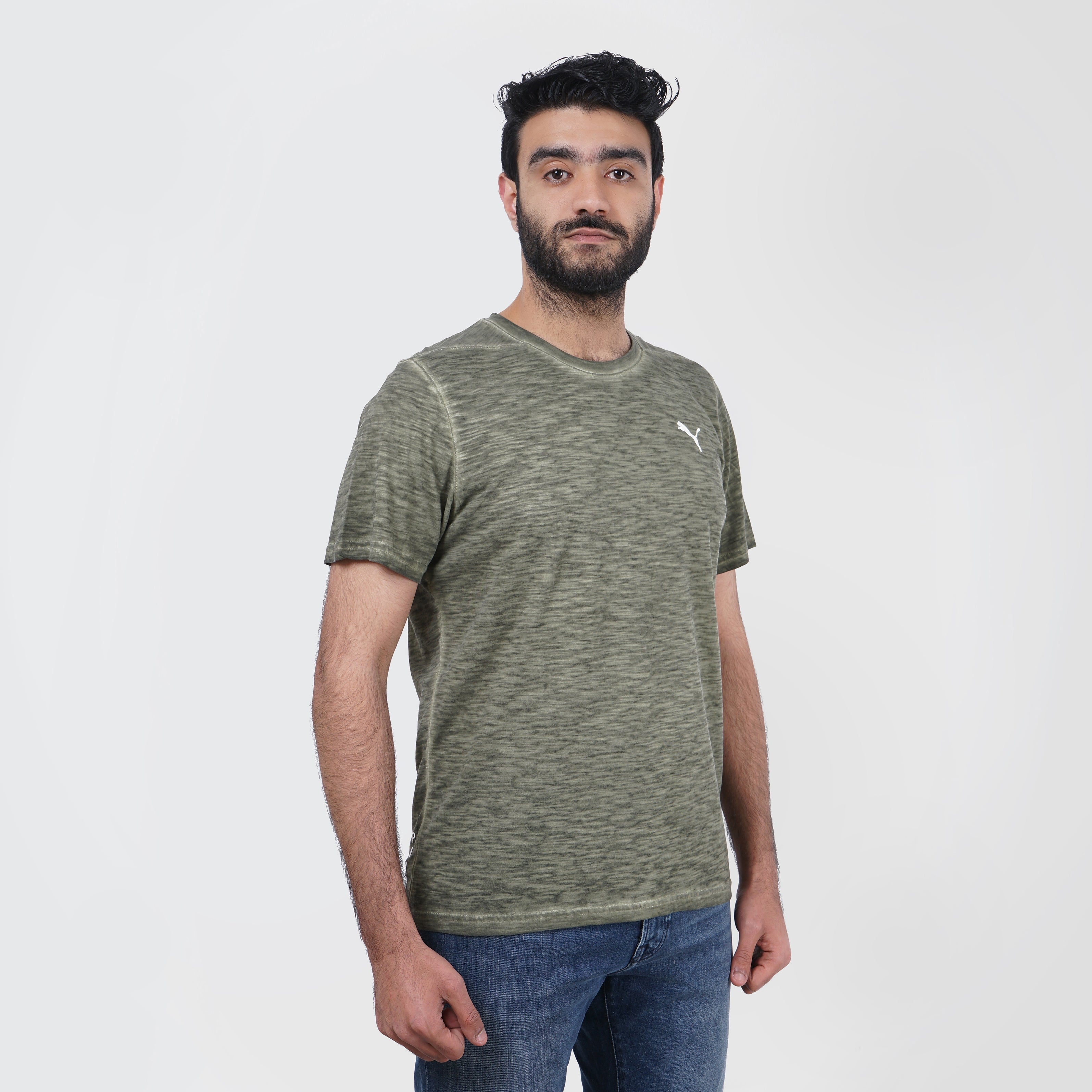 Puma Short Sleeves Printed Olive T-Shirt - Marca Deals - puma