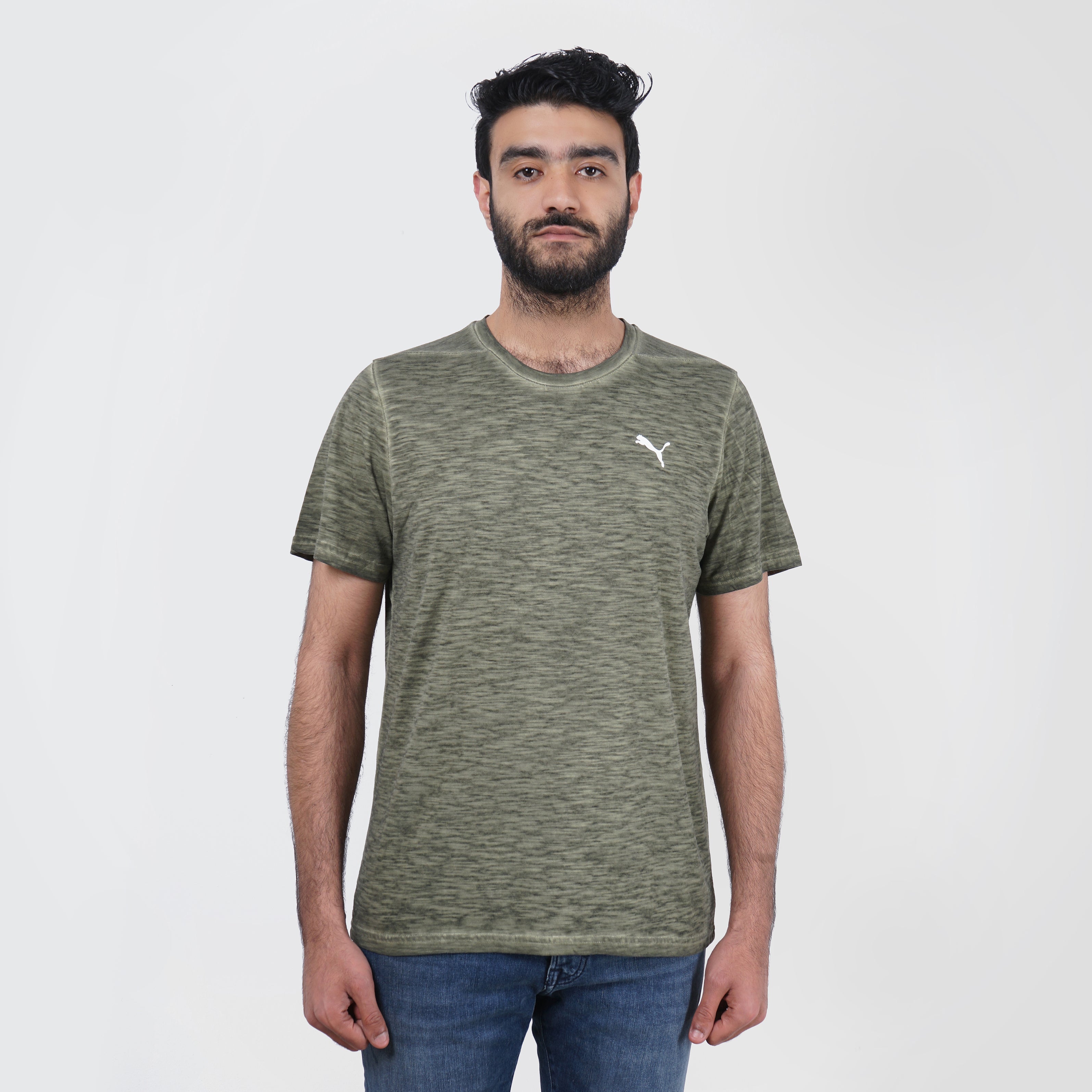 Puma Short Sleeves Printed Olive T-Shirt - Marca Deals - puma