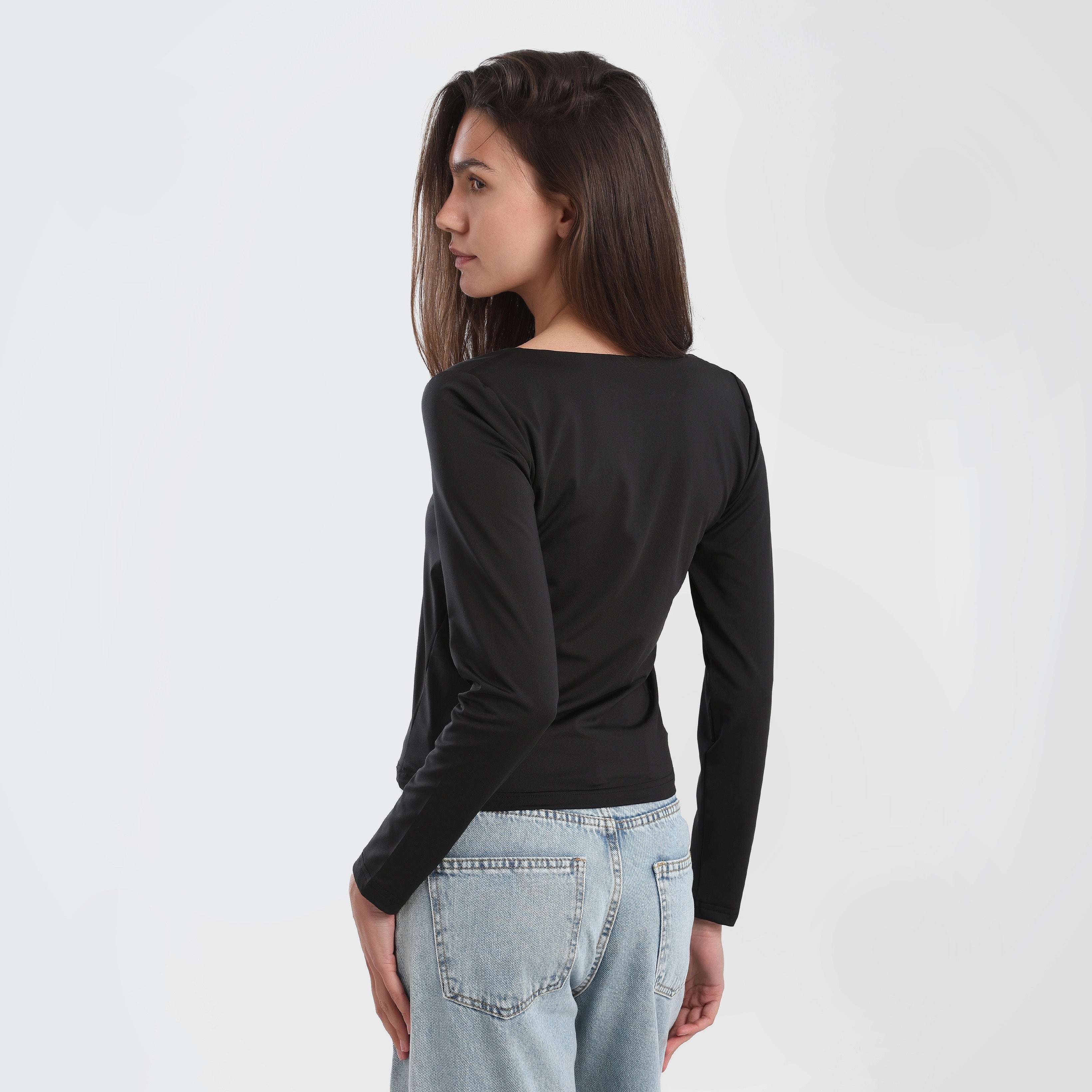 Square Neck long sleeve Basic Top - Marca Deals - Marca Deals