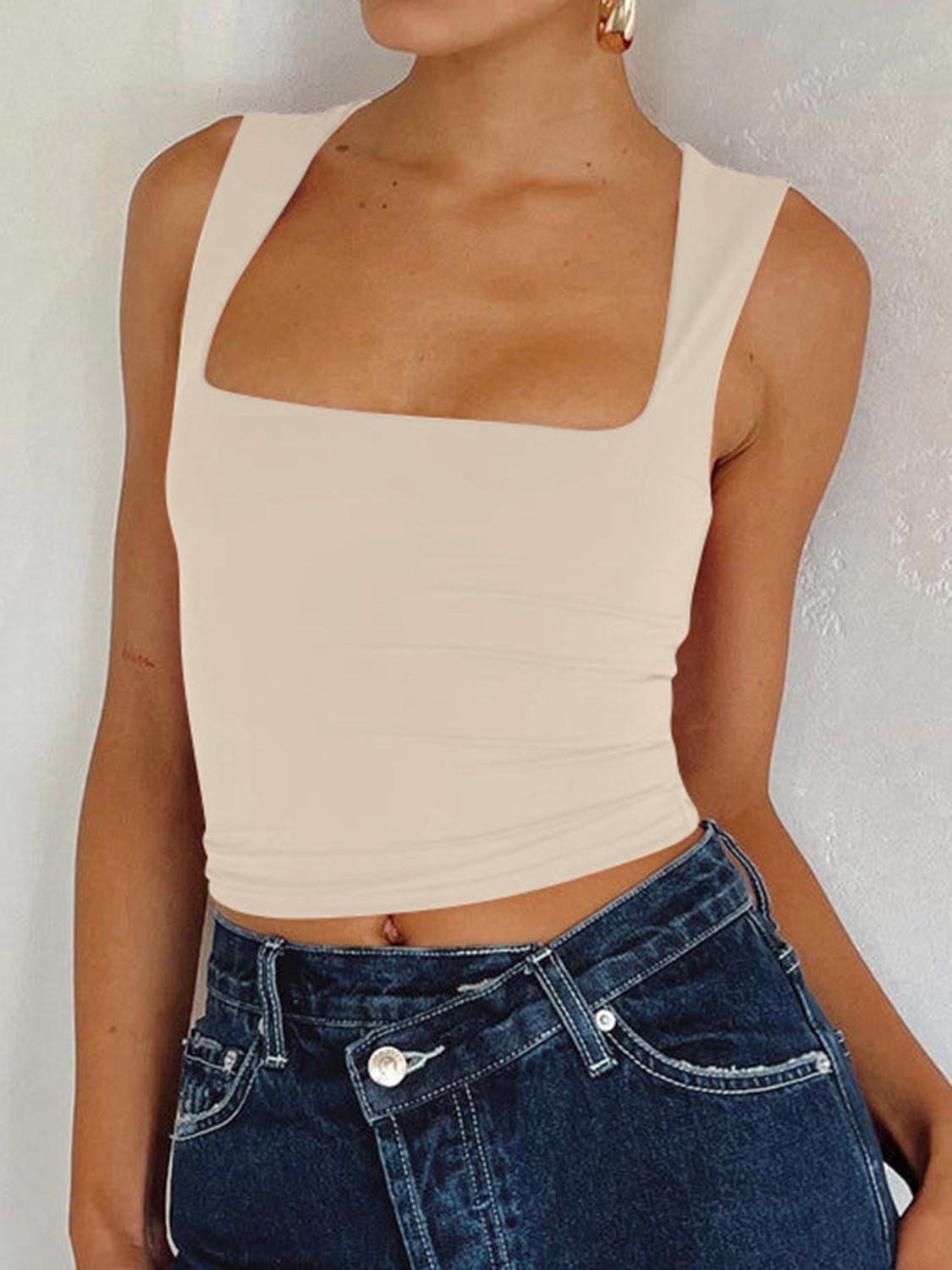 Square Neck Wide Strap Tank (Pre Order) - Marca Deals - Trendsi