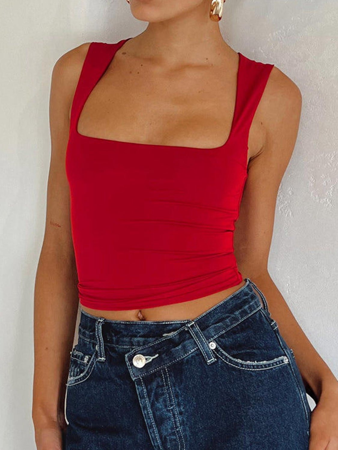 Square Neck Wide Strap Tank (Pre Order) - Marca Deals - Trendsi