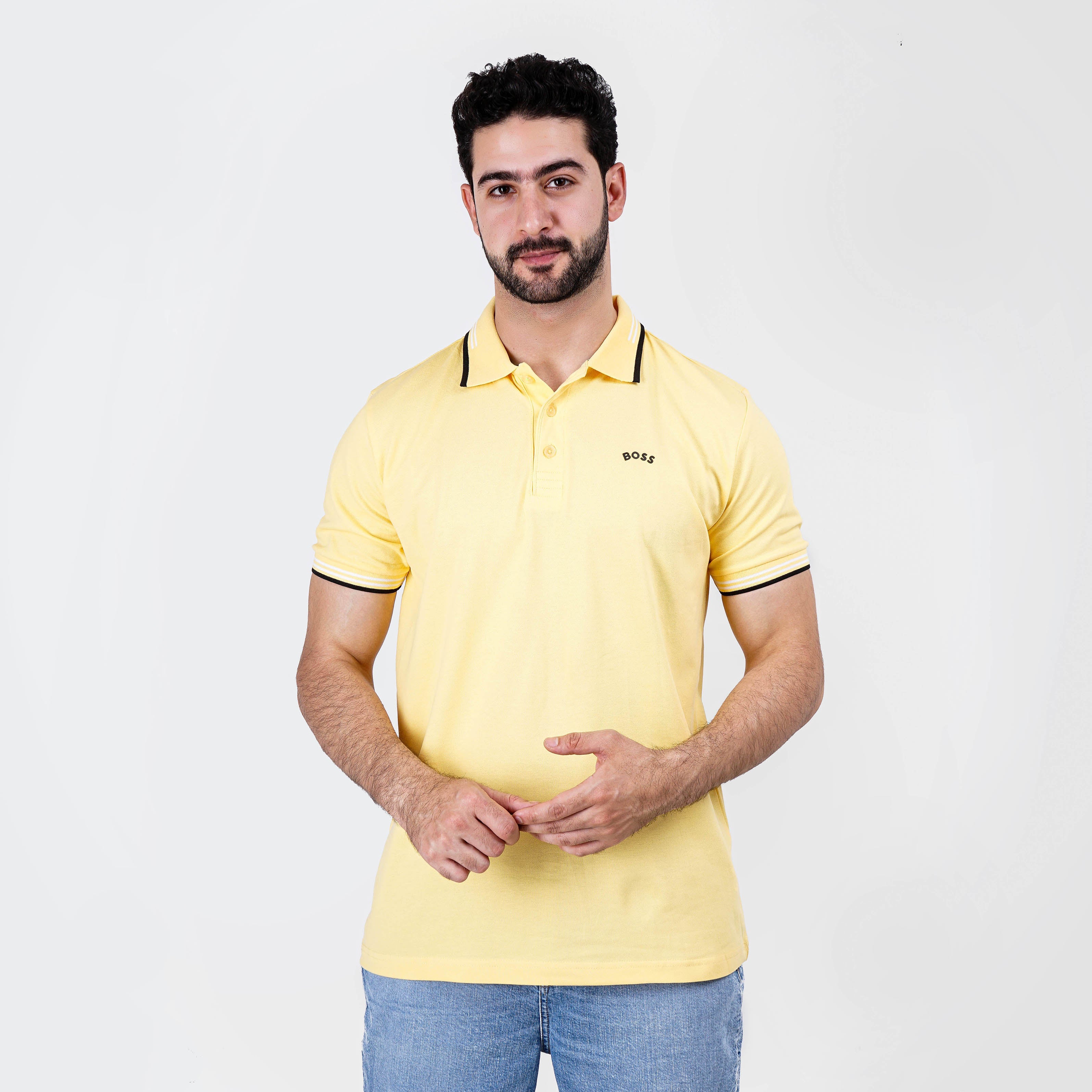 STRETCH-COTTON REGULAR-FIT POLO SHIRT WITH BOSS LOGO - Marca Deals - Boss