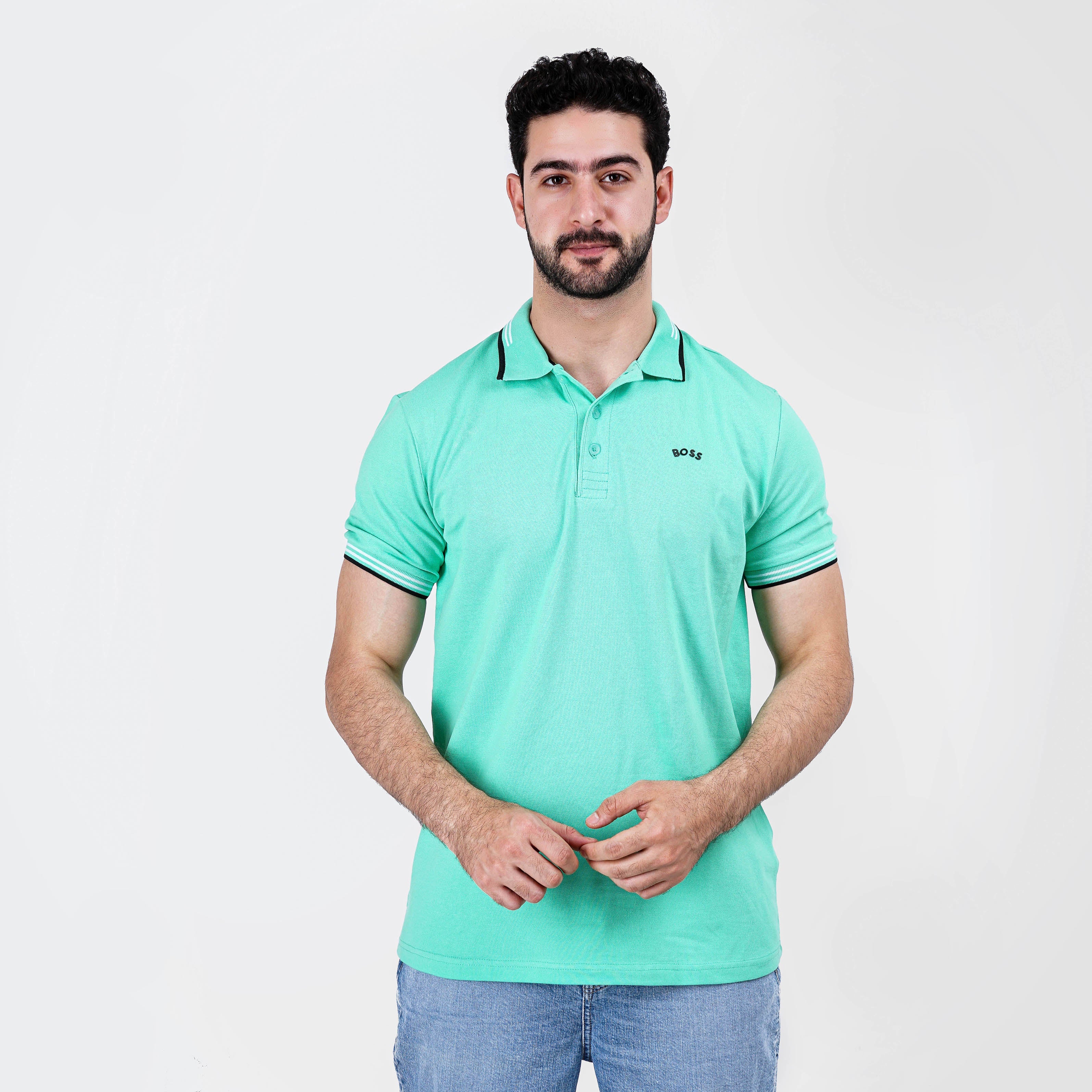 STRETCH-COTTON REGULAR-FIT POLO SHIRT WITH BRANDING - Marca Deals - Boss