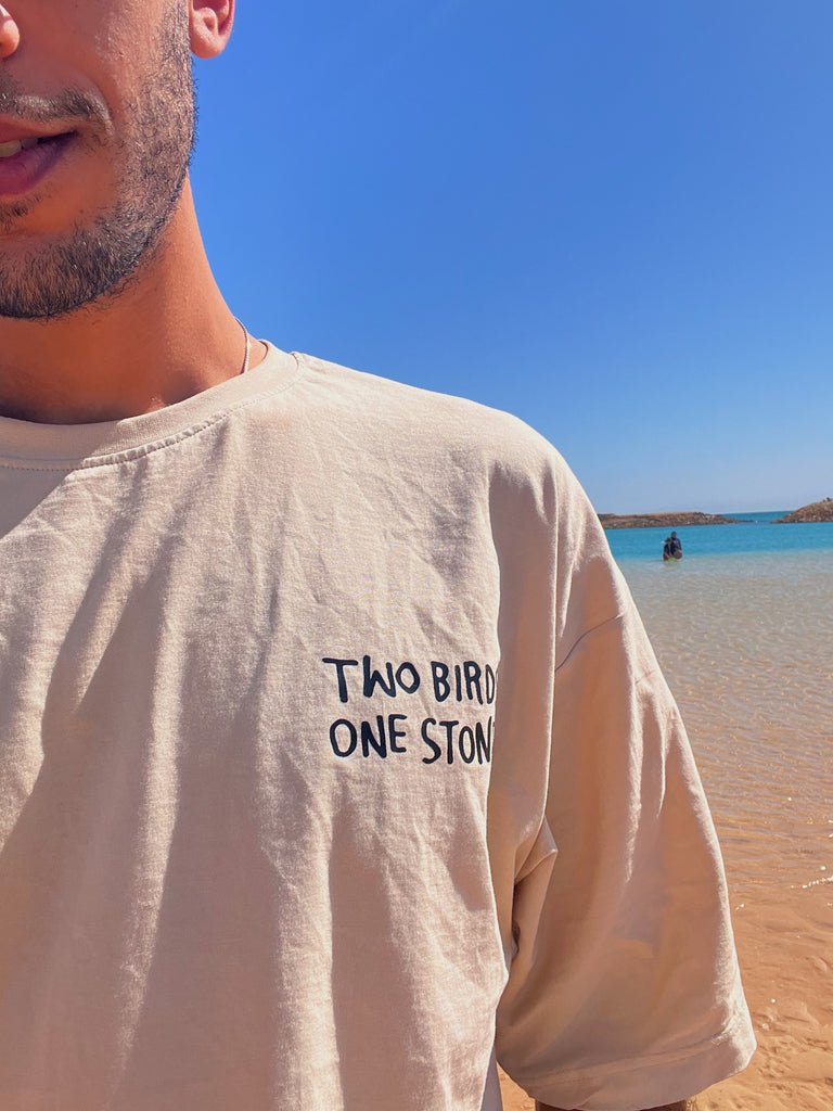 Two birds one stoned Oversized T - shirt - Marca Deals - Design Kaf