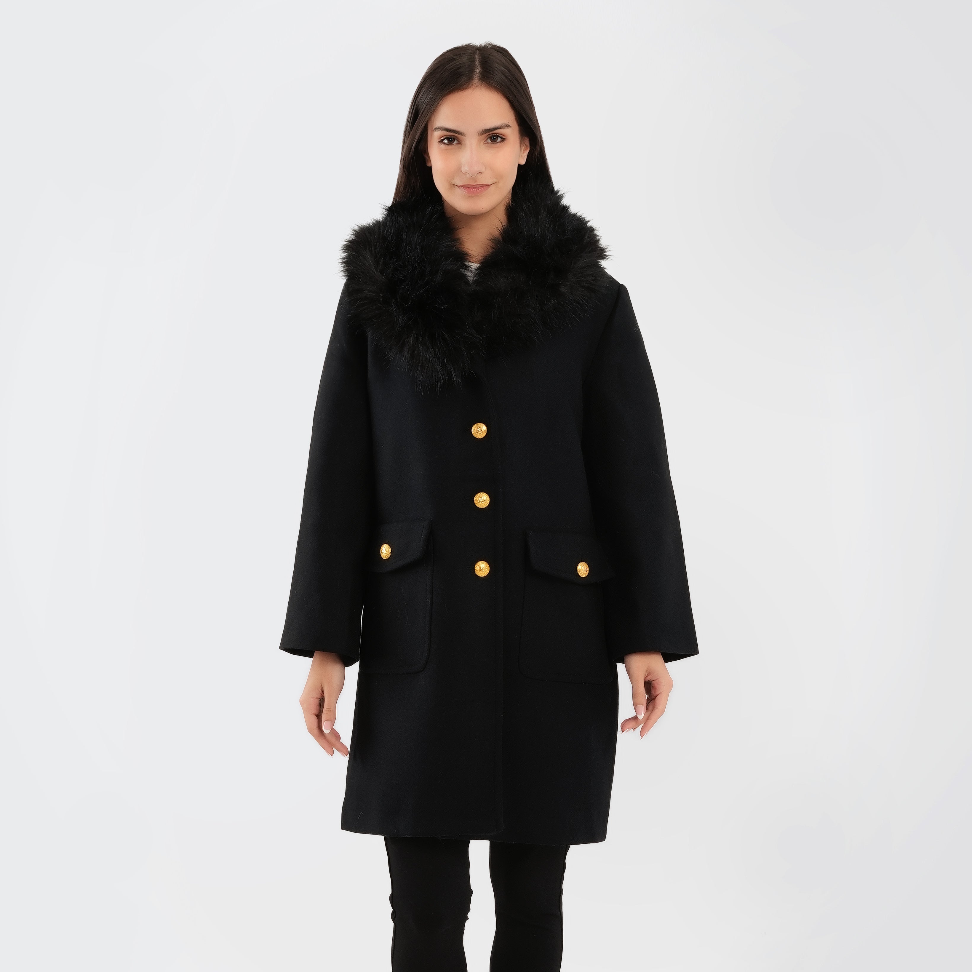 Zara FAUX FUR WOOL BLEND COAT - Marca Deals - Guess