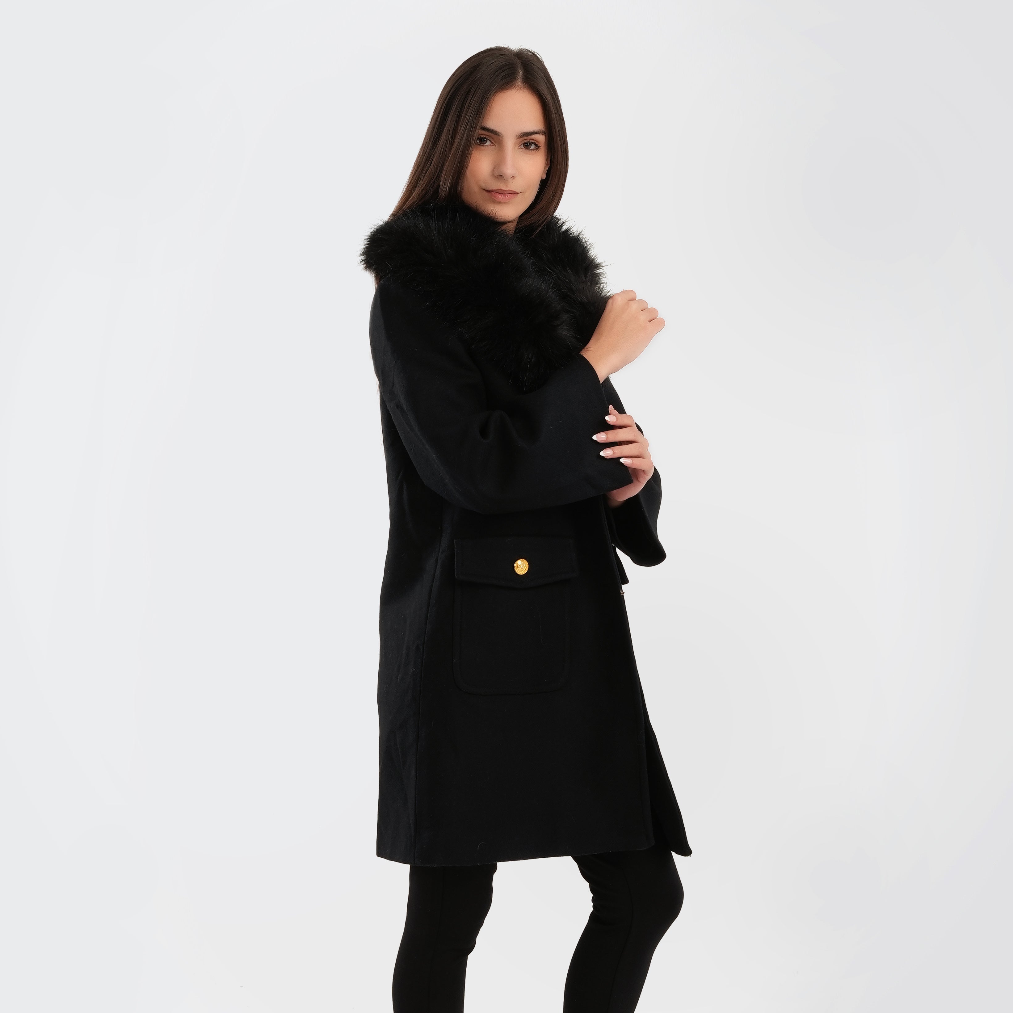 Zara FAUX FUR WOOL BLEND COAT - Marca Deals - Guess