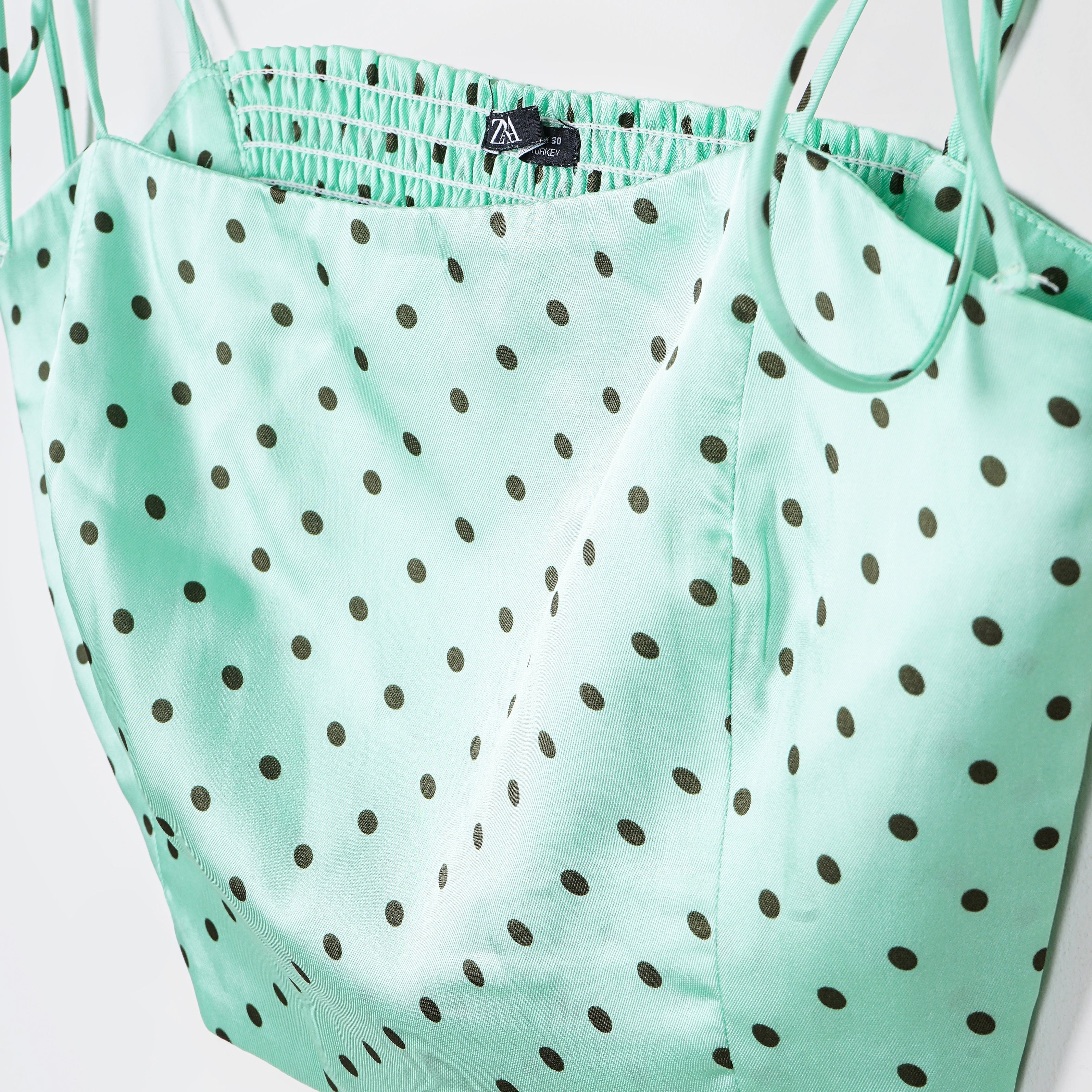Zara mint green polka dot Crop top - Marca Deals - Zara