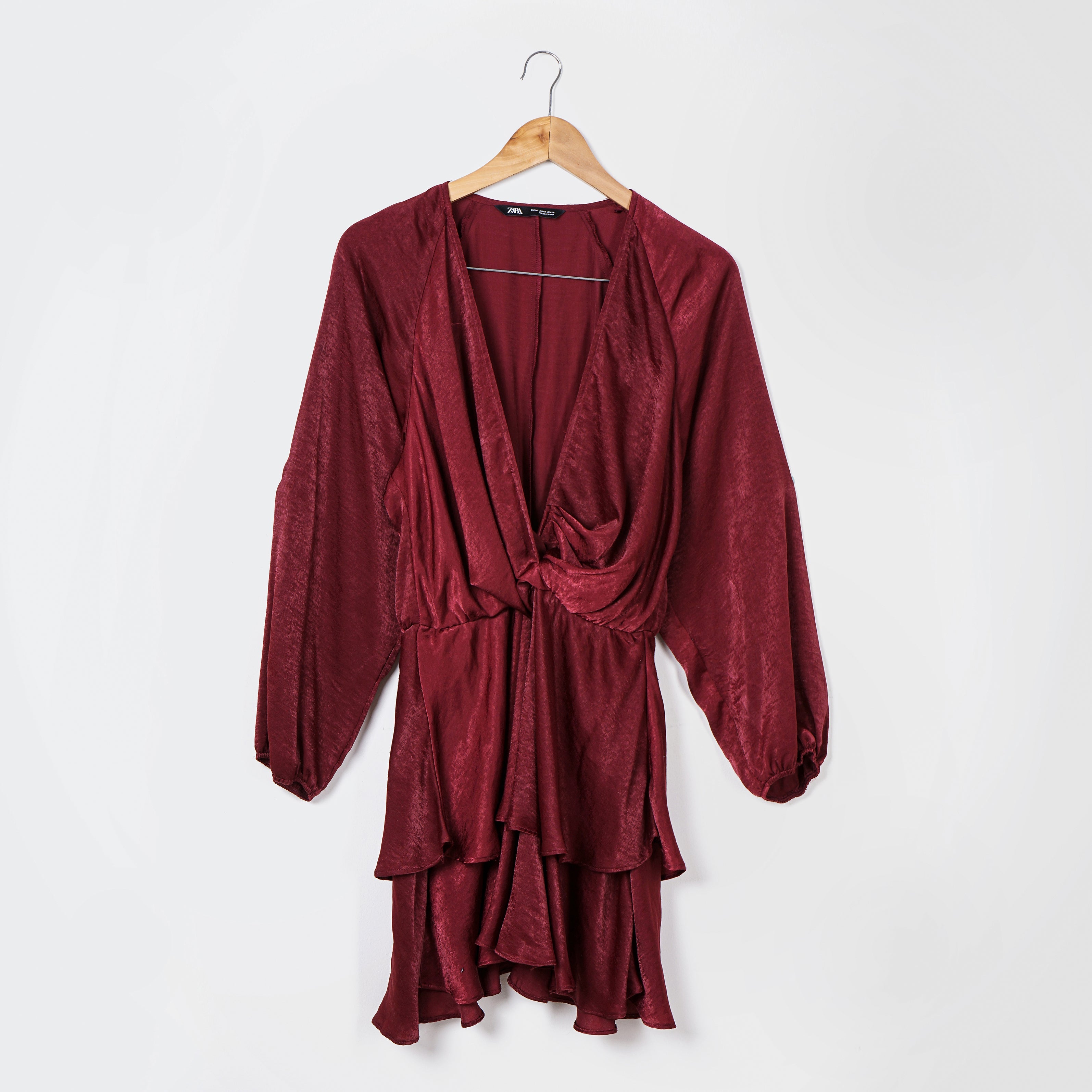 Zara Tiered Maroon Dress - Marca Deals - Zara